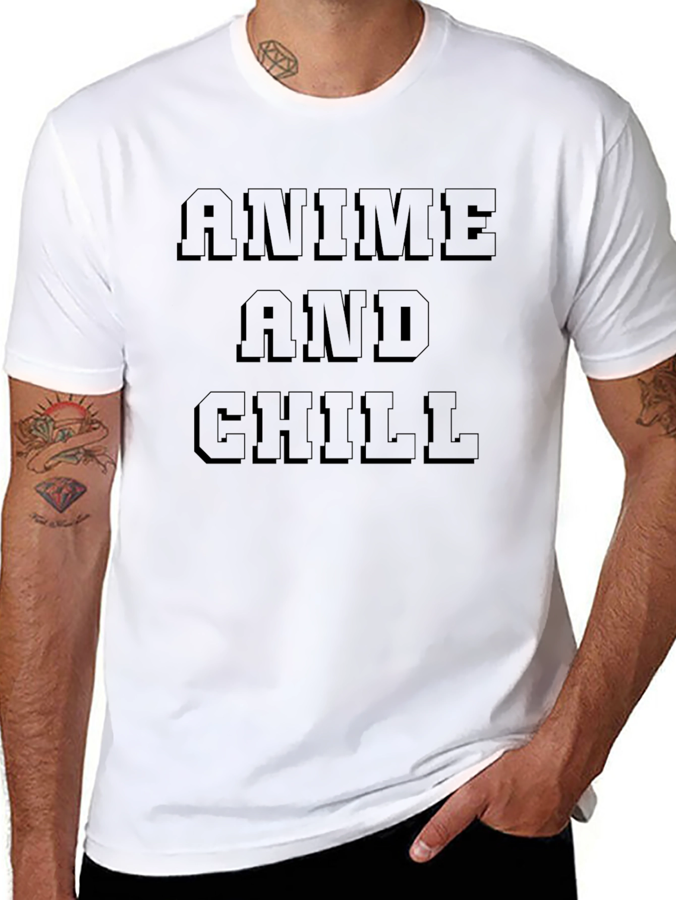 Anime and Chill Graphic Tee - Black Cotton T-Shirt