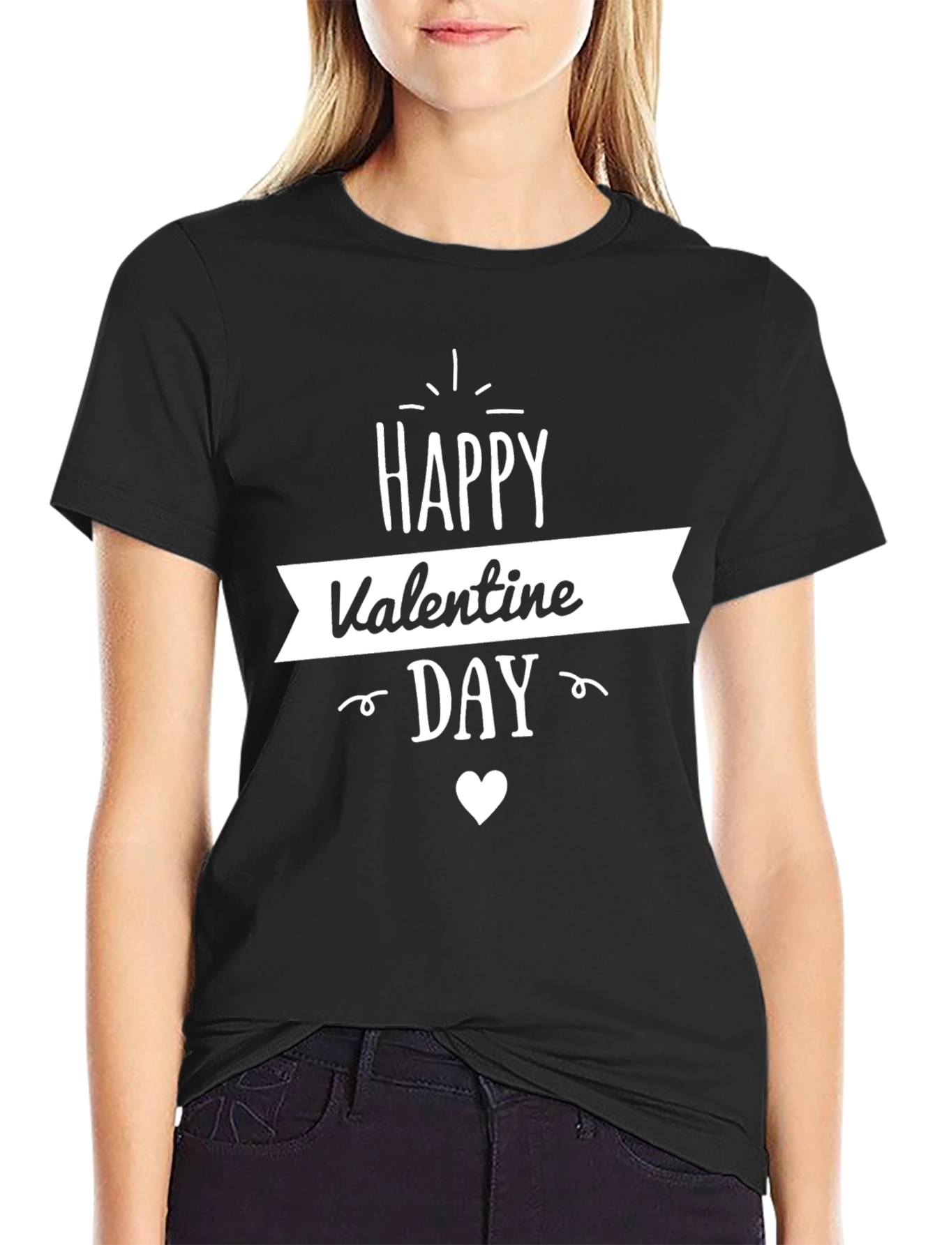 Happy Valentine Day Black T-Shirt
