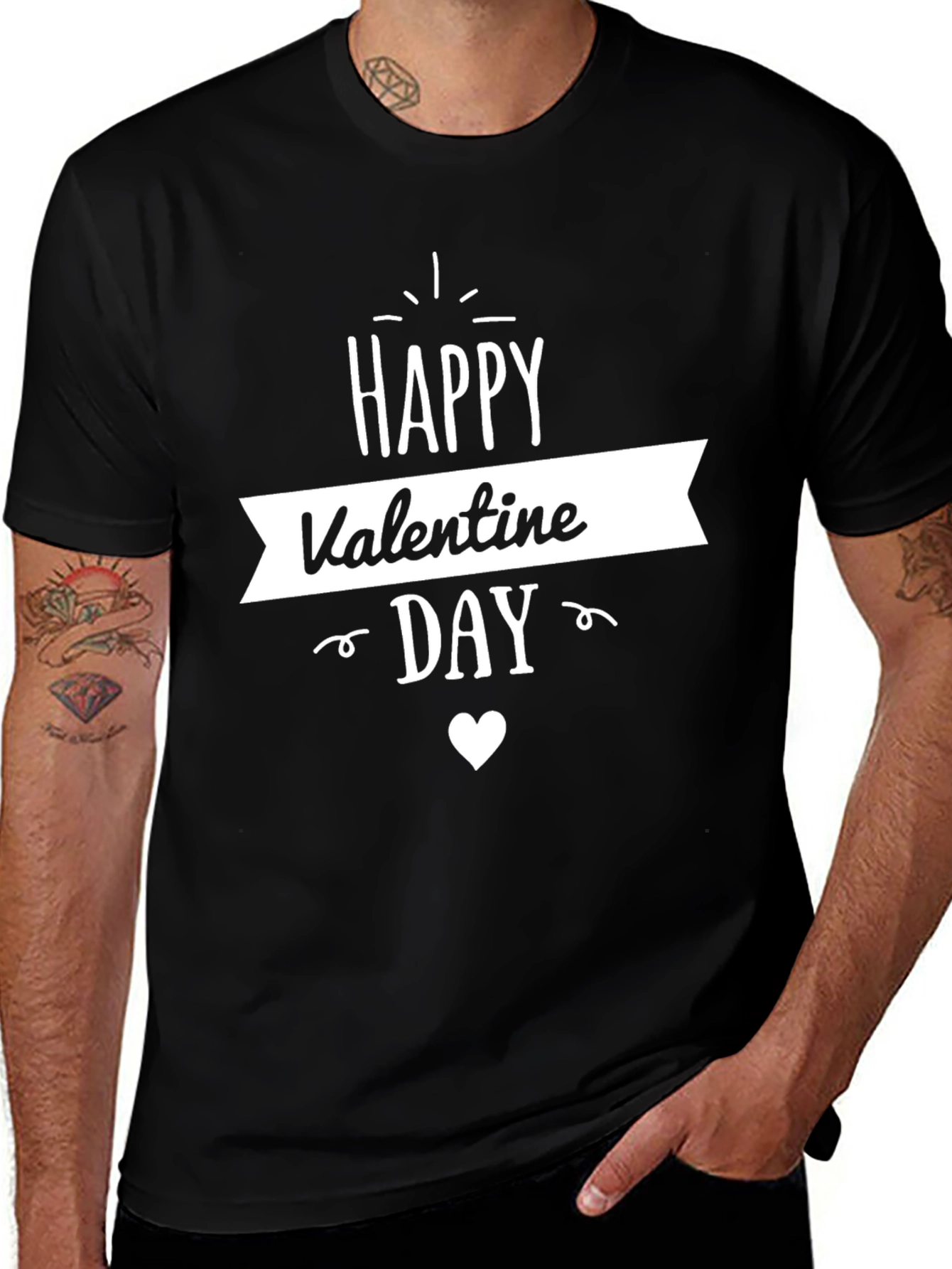 Happy Valentine Day Black T-Shirt
