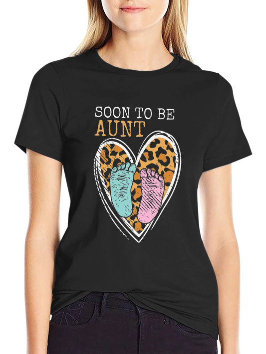 Soon to Be Aunt T-Shirt Cute Leopard Heart