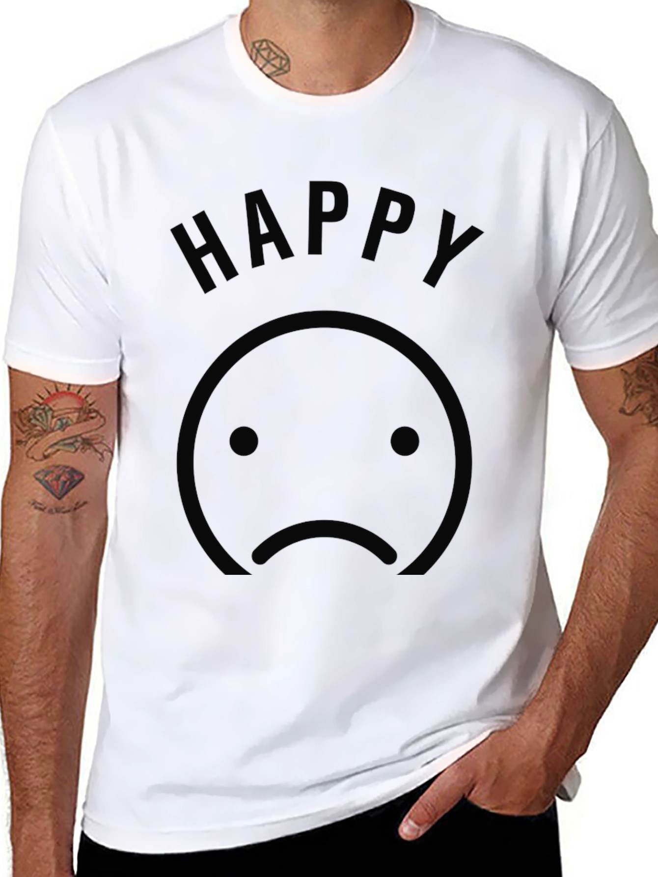 Happy Sad Graphic Tee - Unisex Cotton T-Shirt