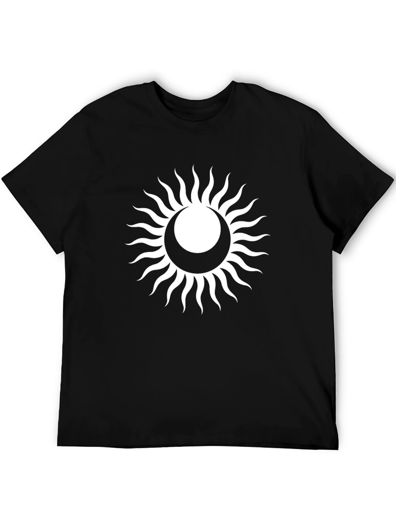 Sun and Moon Graphic Tee - Black Cotton Shirt