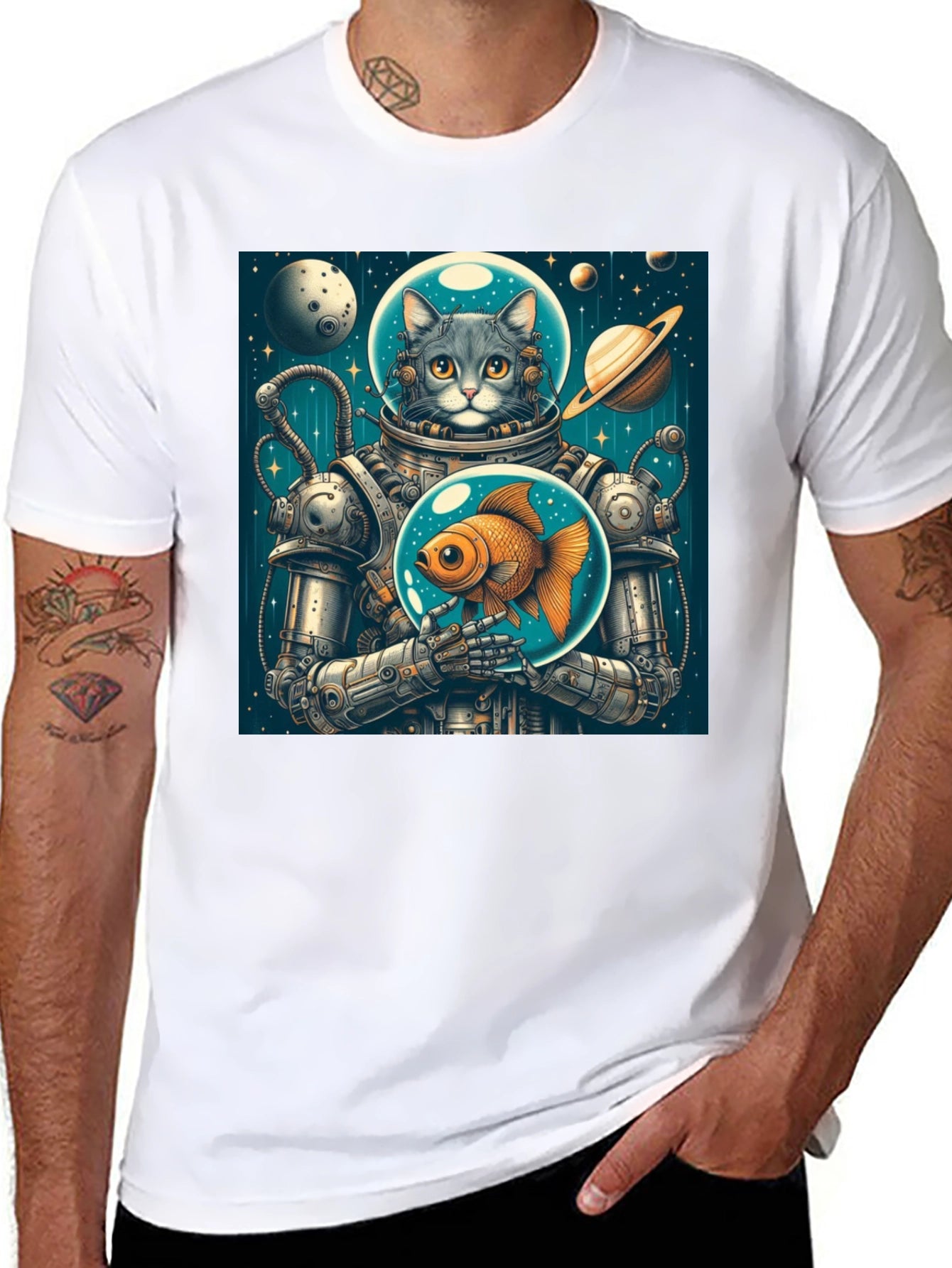 Cosmic Cat Astronaut T-Shirt