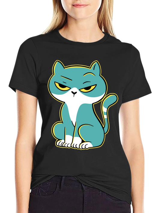 Grumpy Cat Graphic Print Black T-Shirt