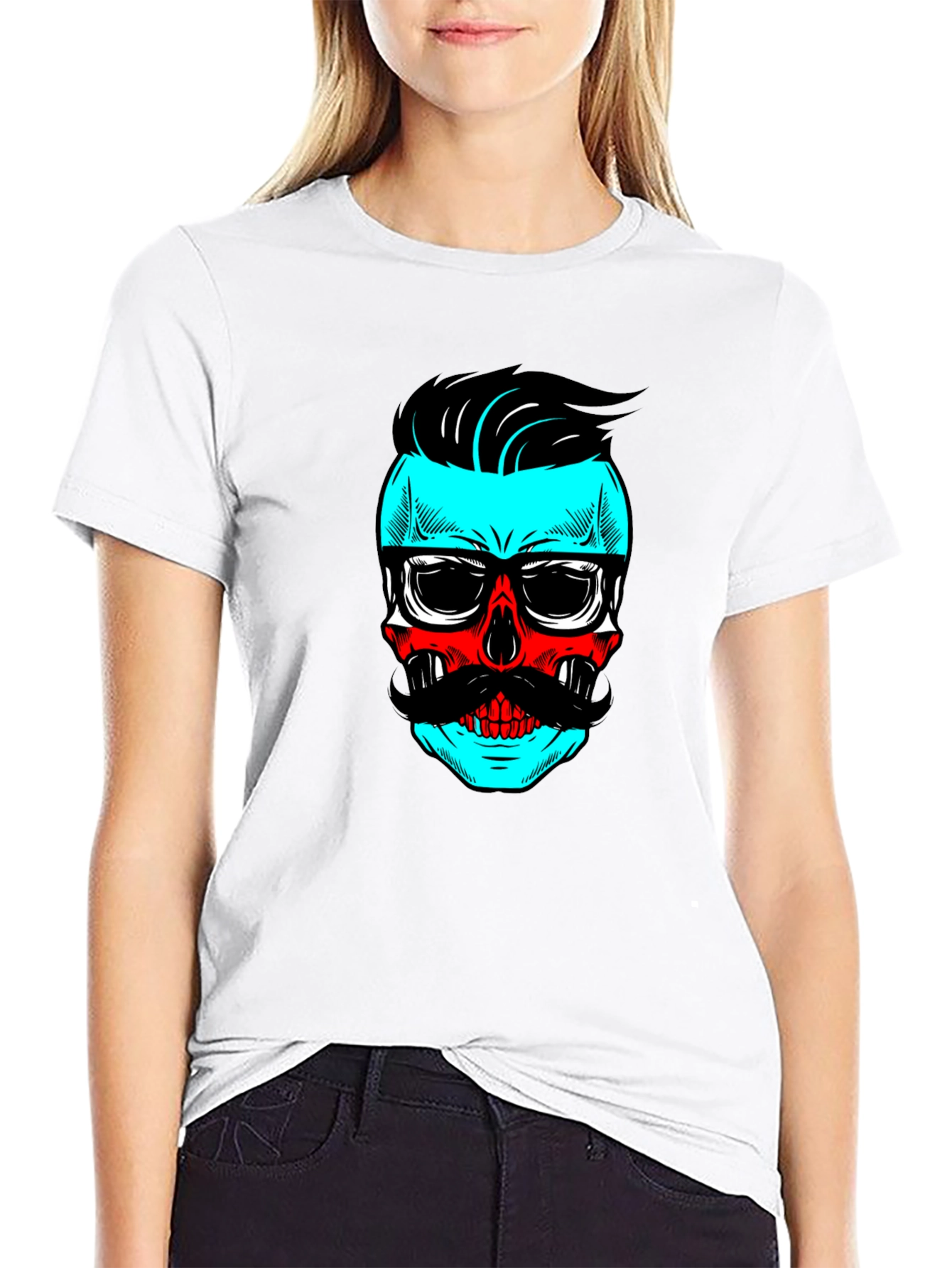 Hipster Skull Graphic Tee - Cool Black T-Shirt