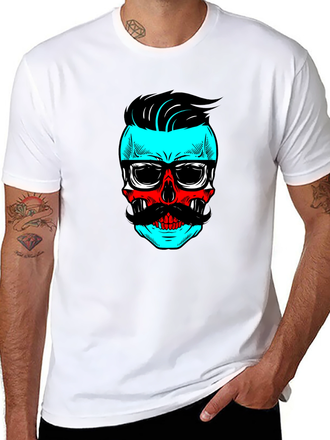 Hipster Skull Graphic Tee - Cool Black T-Shirt