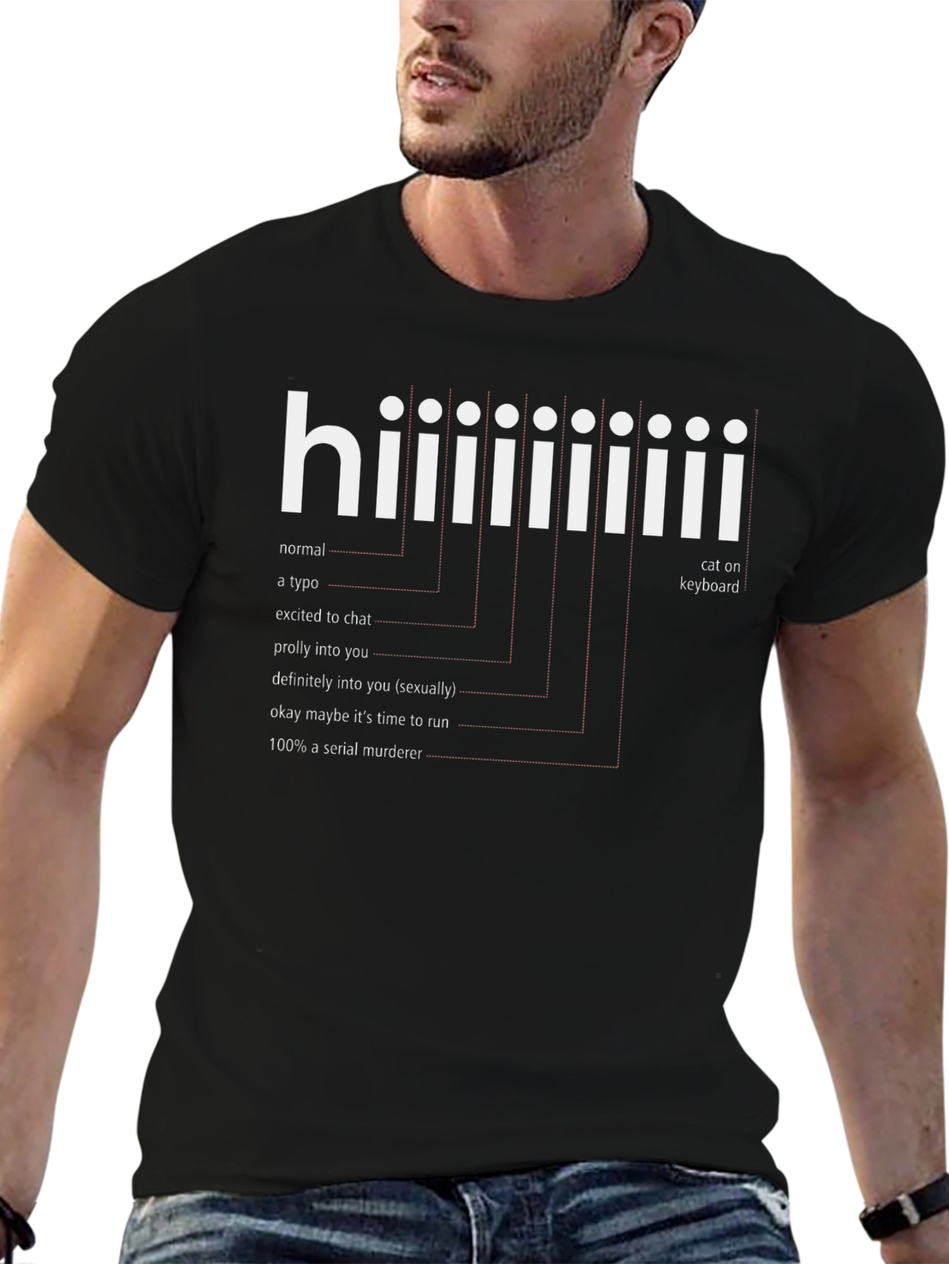 Hiiiiii Funny T-Shirt - Serial Murderer Cat Keyboard