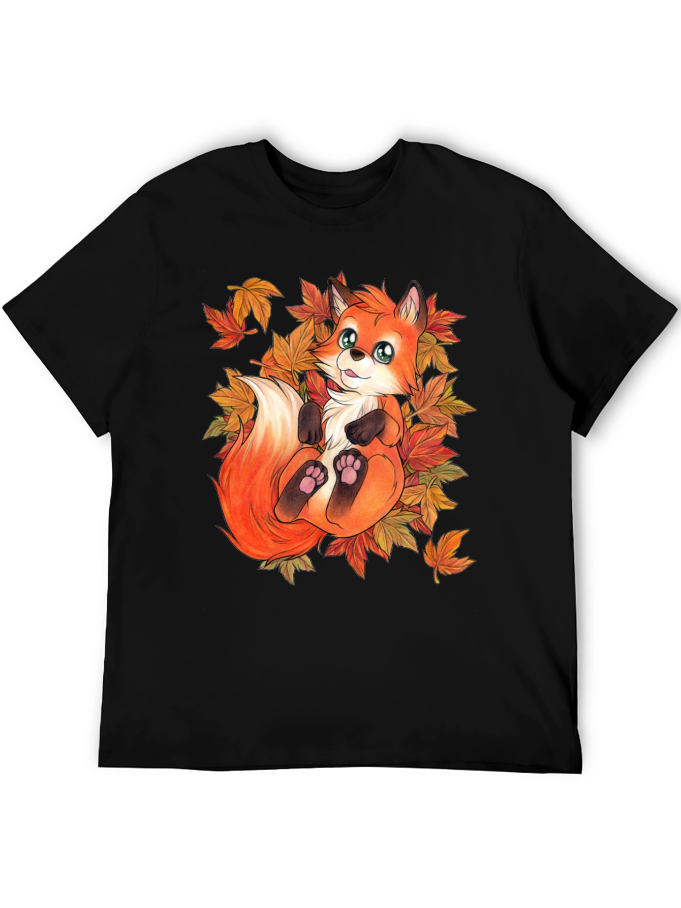 Cute Fox & Autumn Leaves Graphic T-Shirt