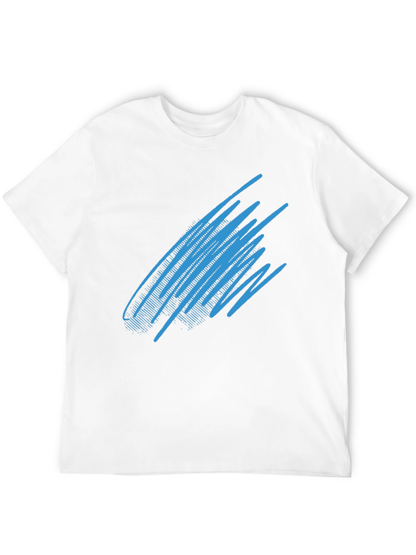 Abstract Blue Line Graphic Black T-Shirt