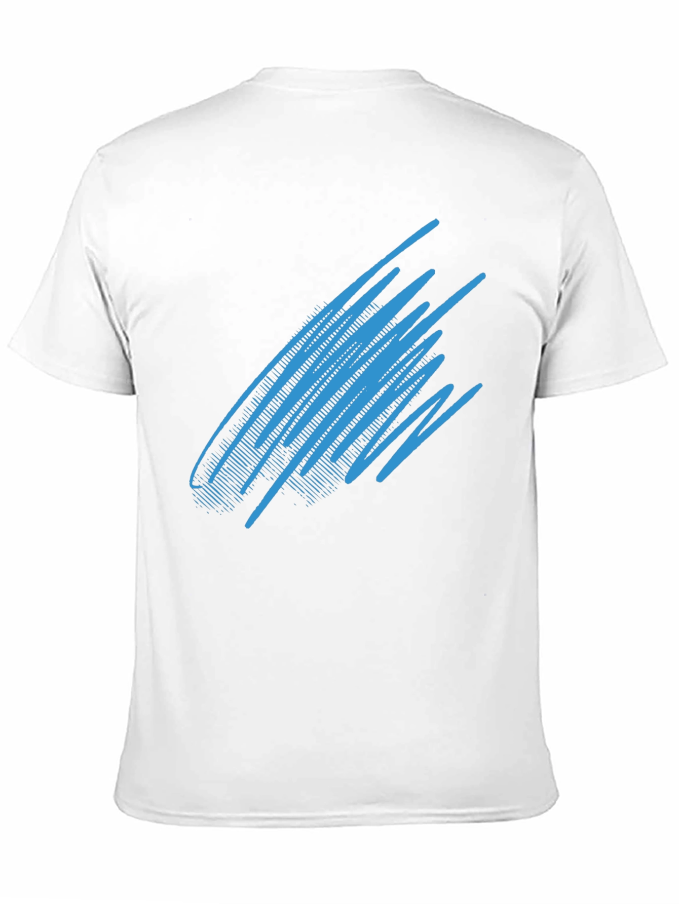 Abstract Blue Line Graphic Black T-Shirt