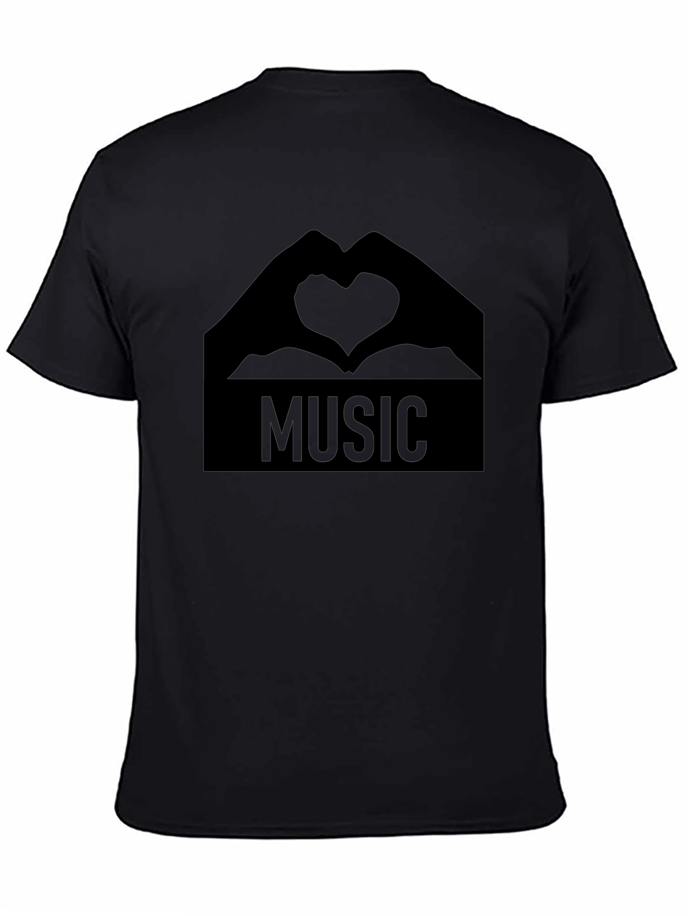 Music Heart Hands Graphic Tee - Stylish Black T-Shirt