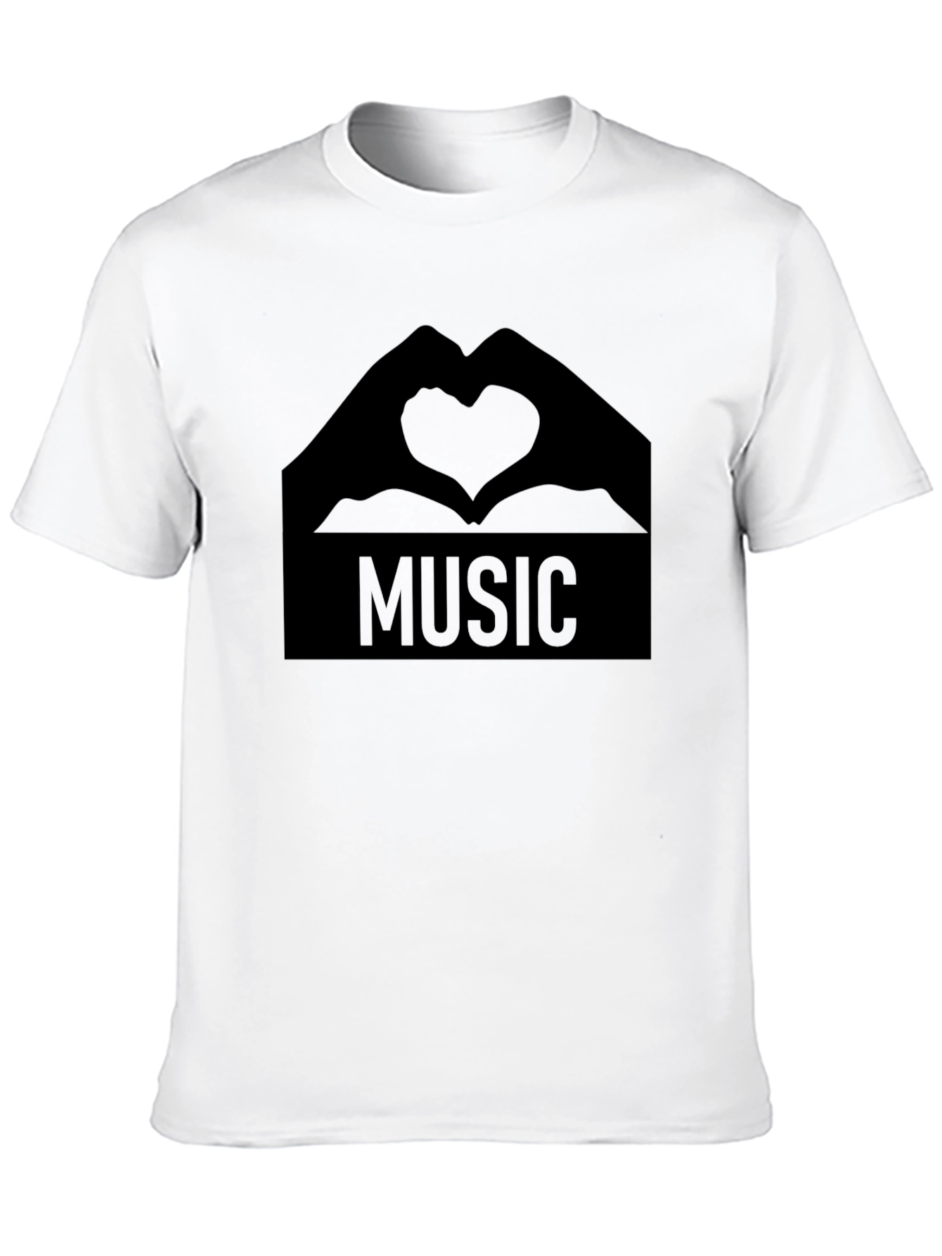 Music Heart Hands Graphic Tee - Stylish Black T-Shirt