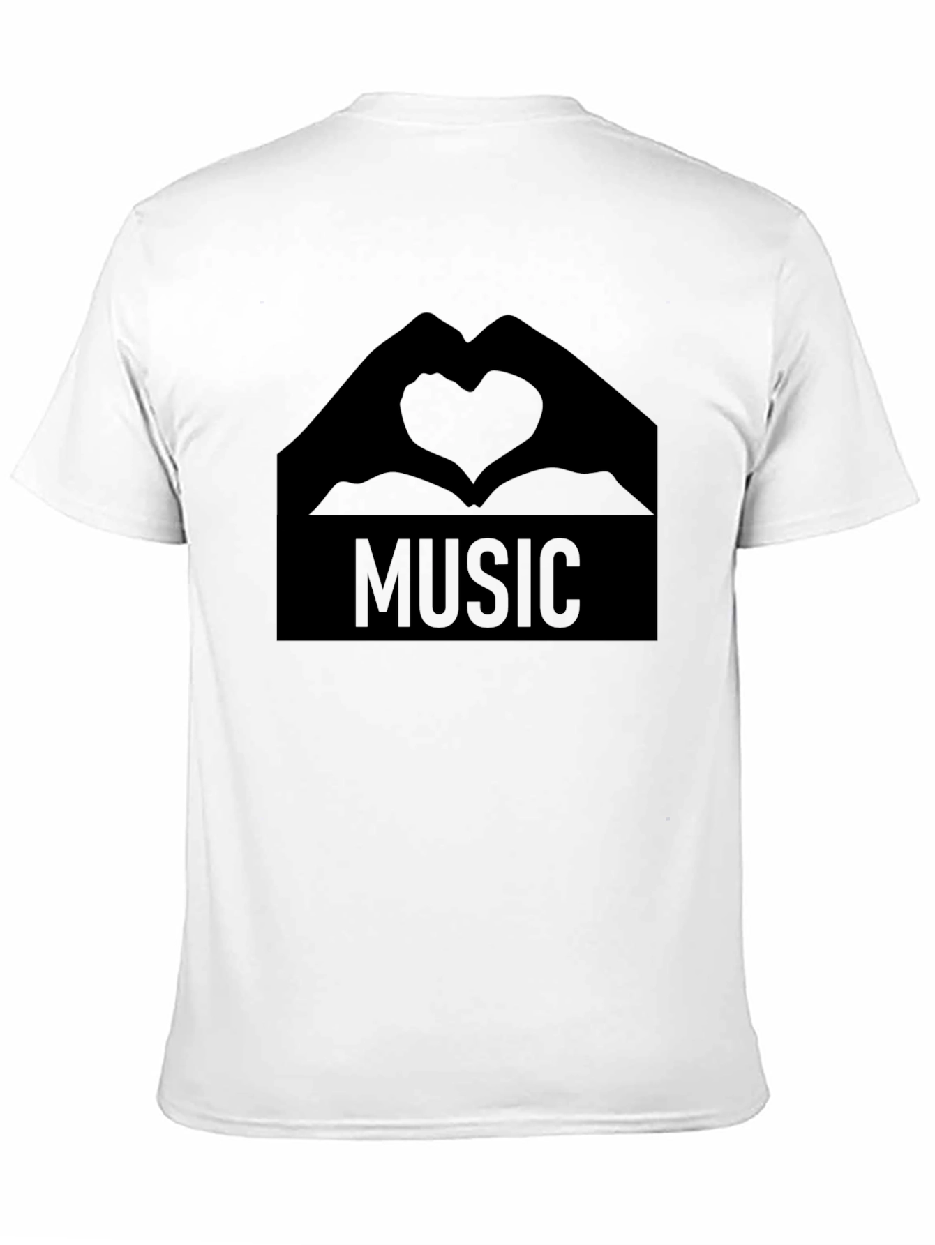 Music Heart Hands Graphic Tee - Stylish Black T-Shirt