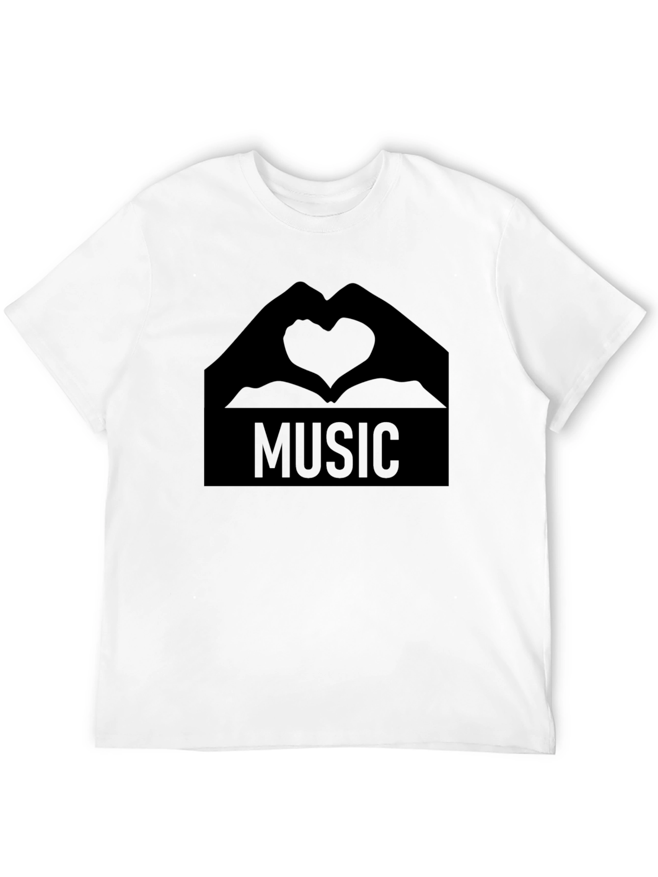 Music Heart Hands Graphic Tee - Stylish Black T-Shirt