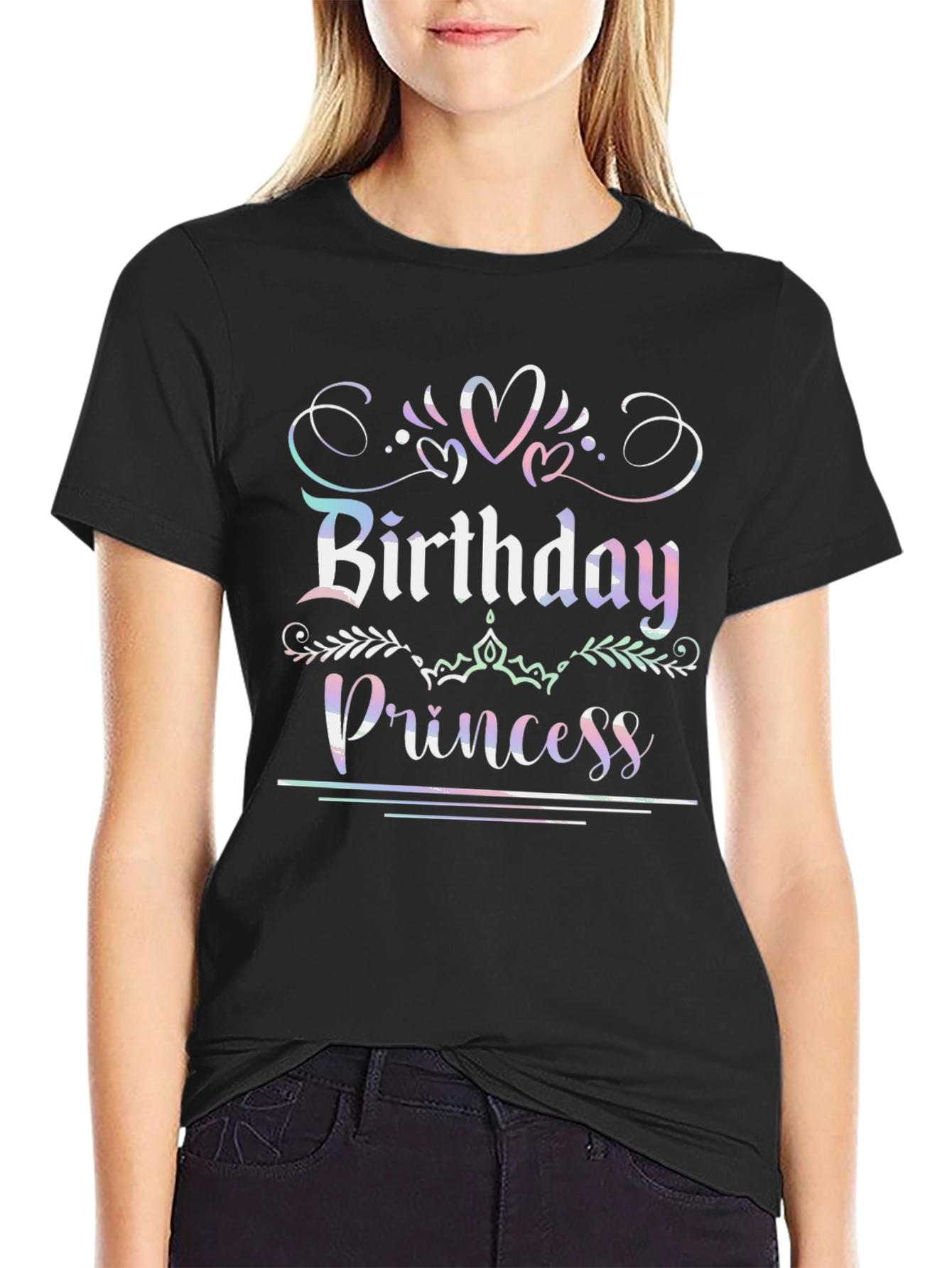Birthday Princess Black Graphic Tee