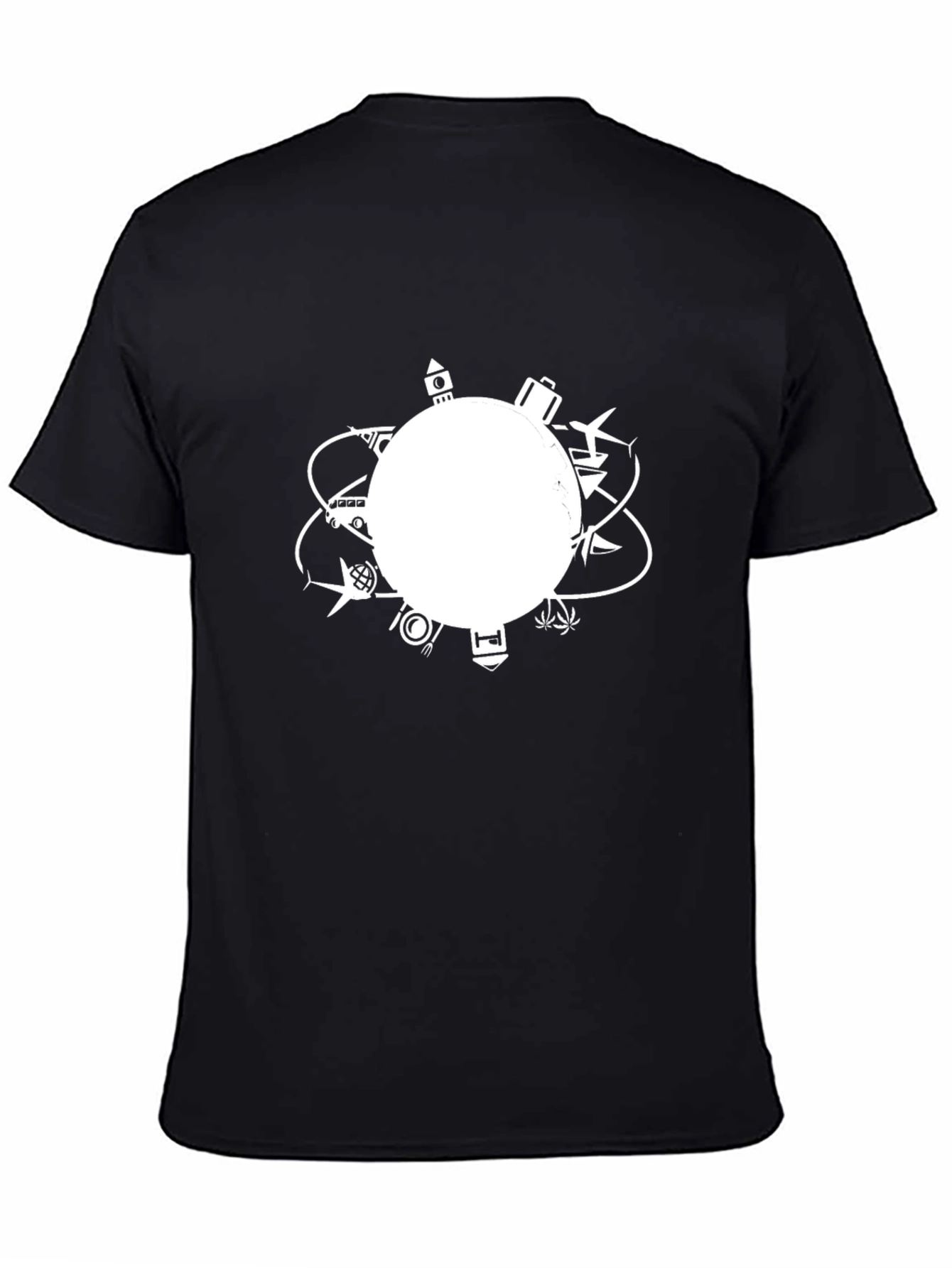 Globetrotter Tee: Travel Inspired Black T-Shirt