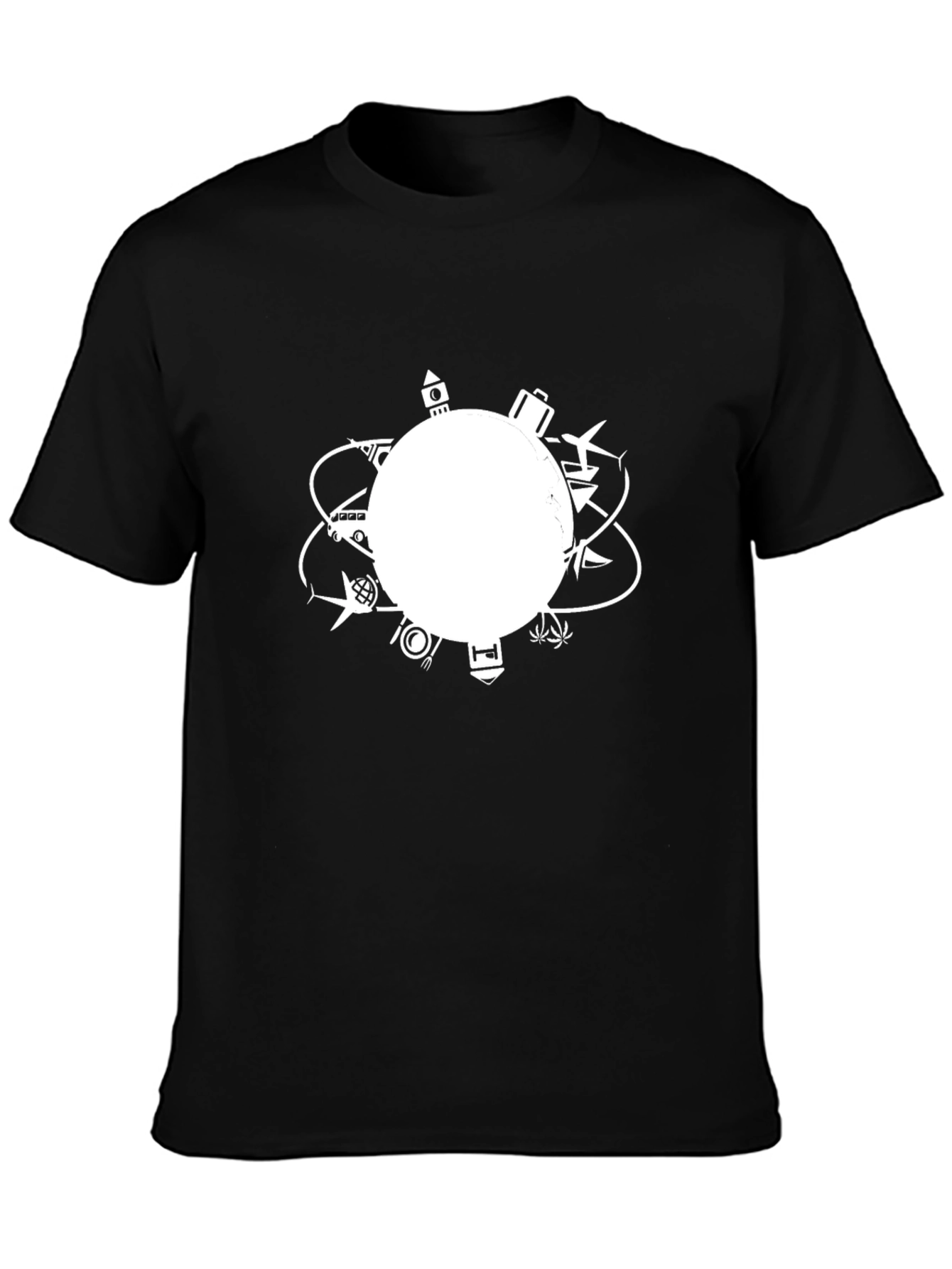 Globetrotter Tee: Travel Inspired Black T-Shirt