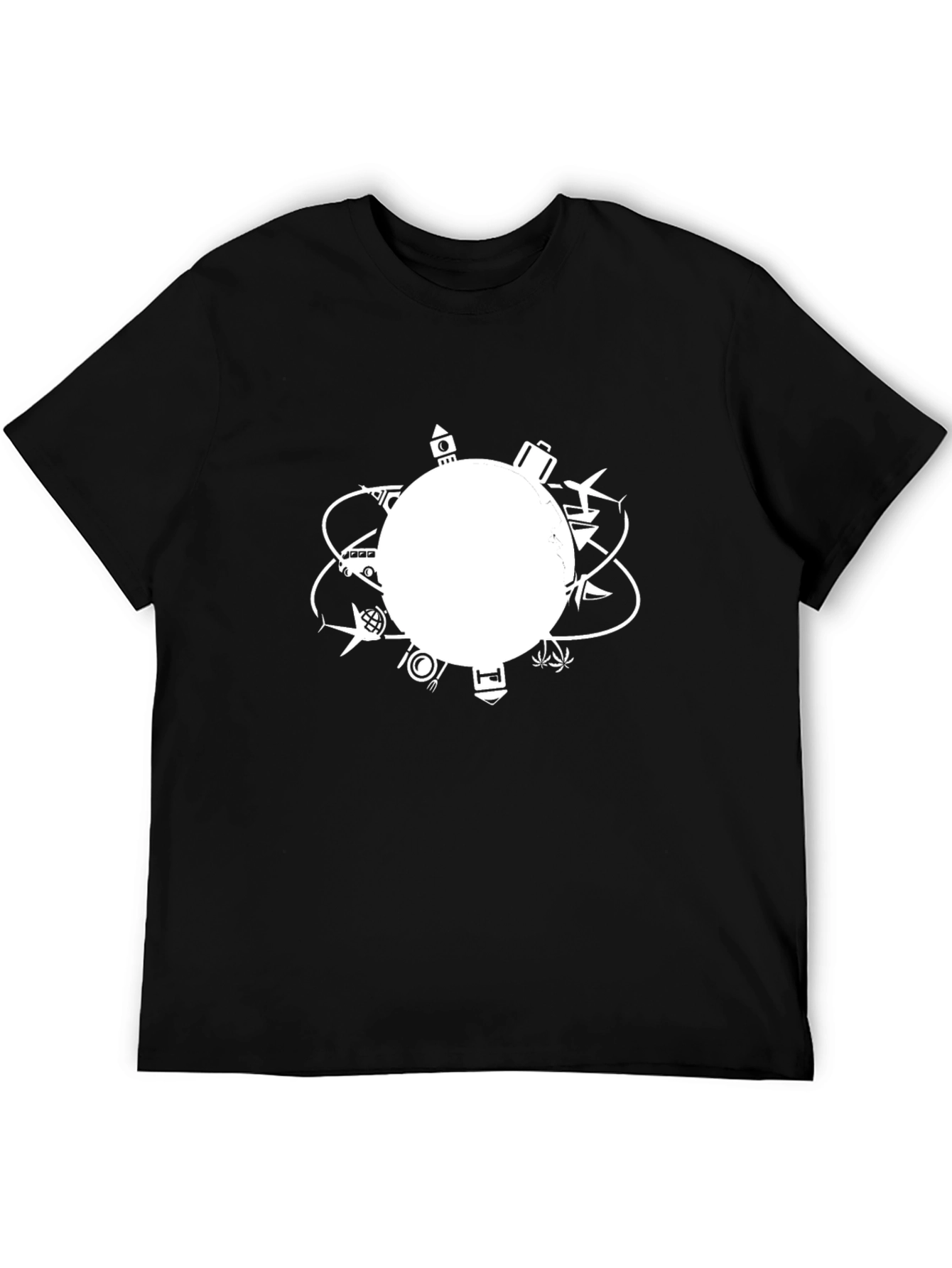Globetrotter Tee: Travel Inspired Black T-Shirt