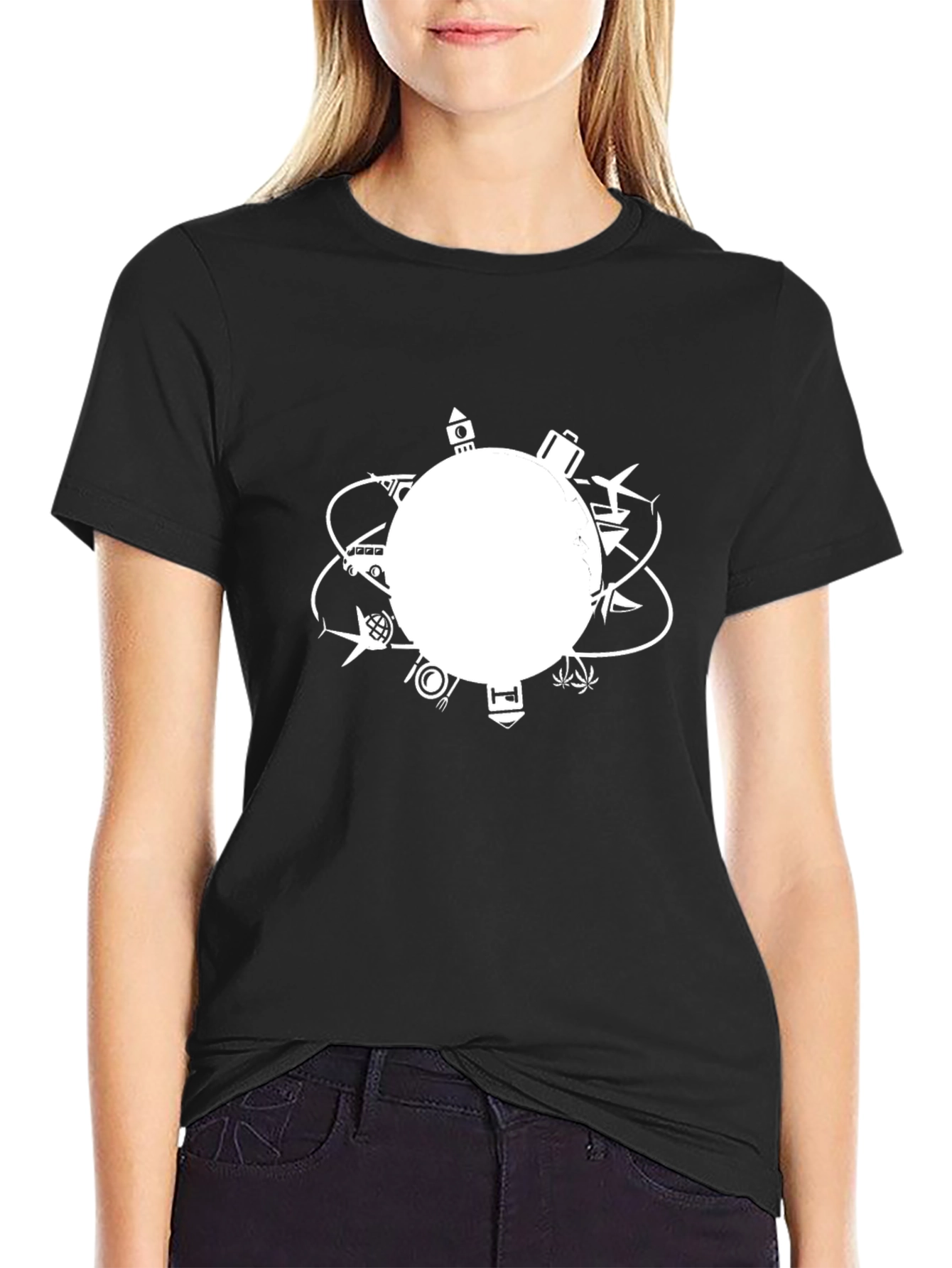 Globetrotter Tee: Travel Inspired Black T-Shirt