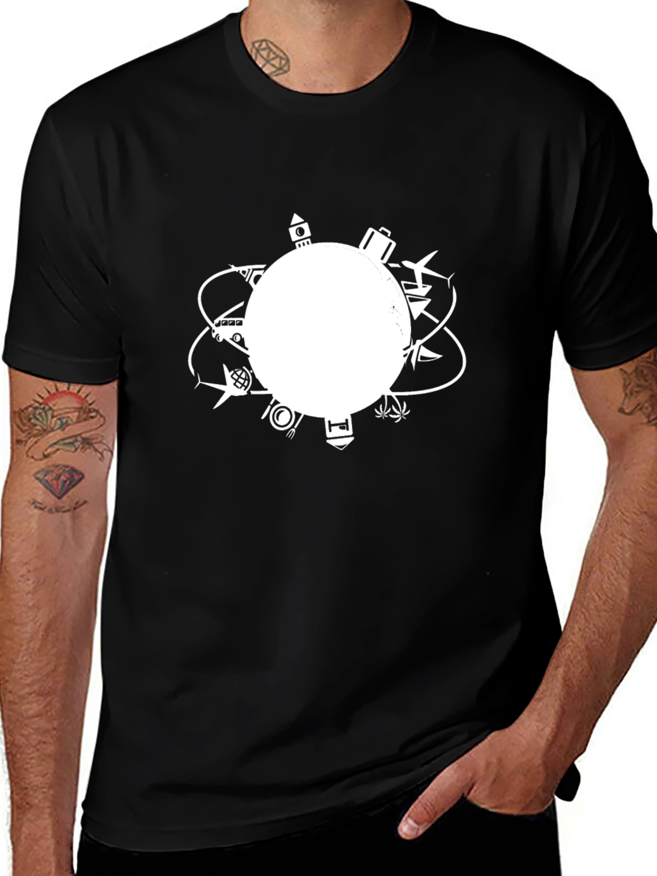 Globetrotter Tee: Travel Inspired Black T-Shirt