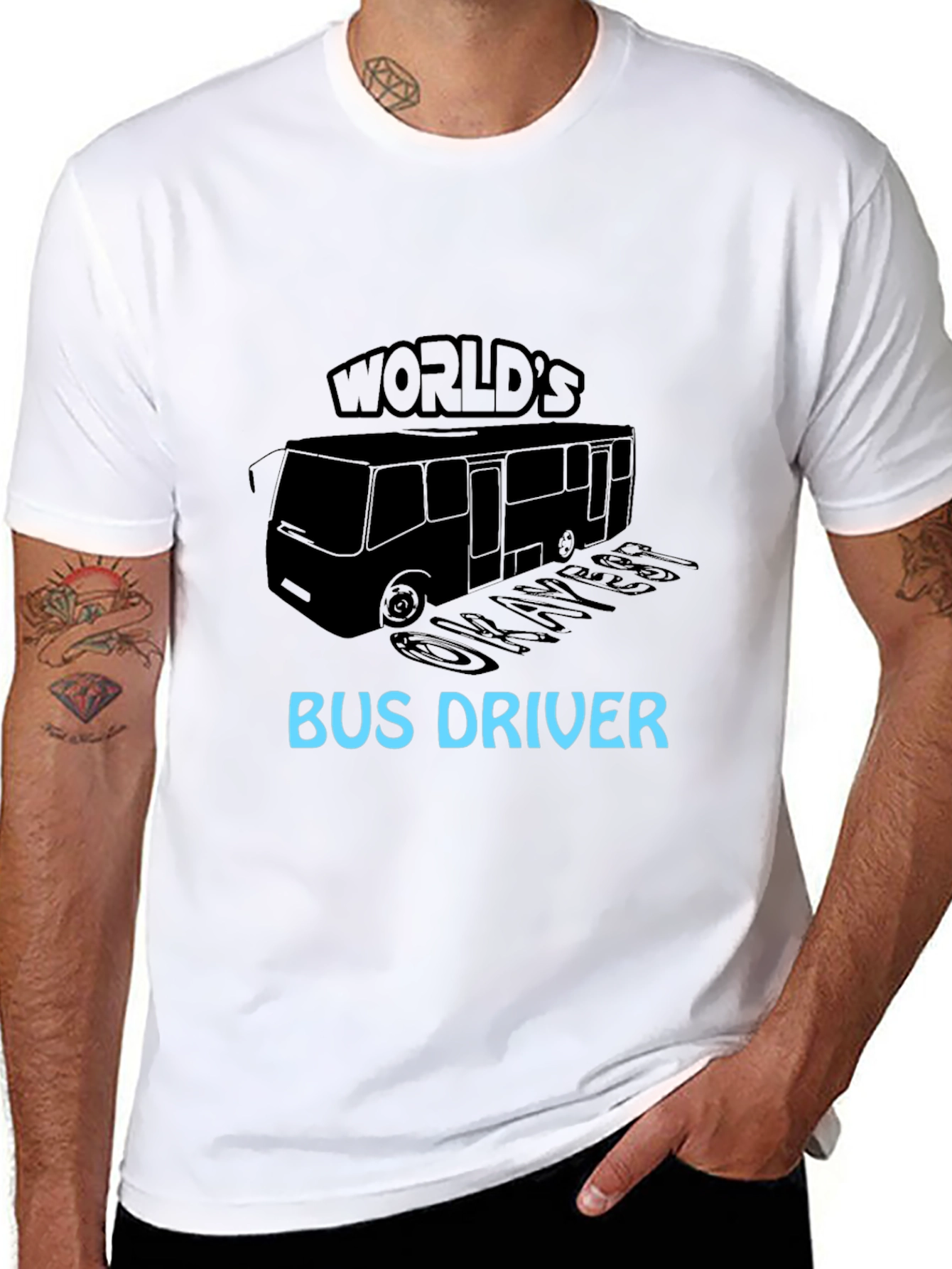 Worlds Okayest Bus Driver Black T-Shirt
