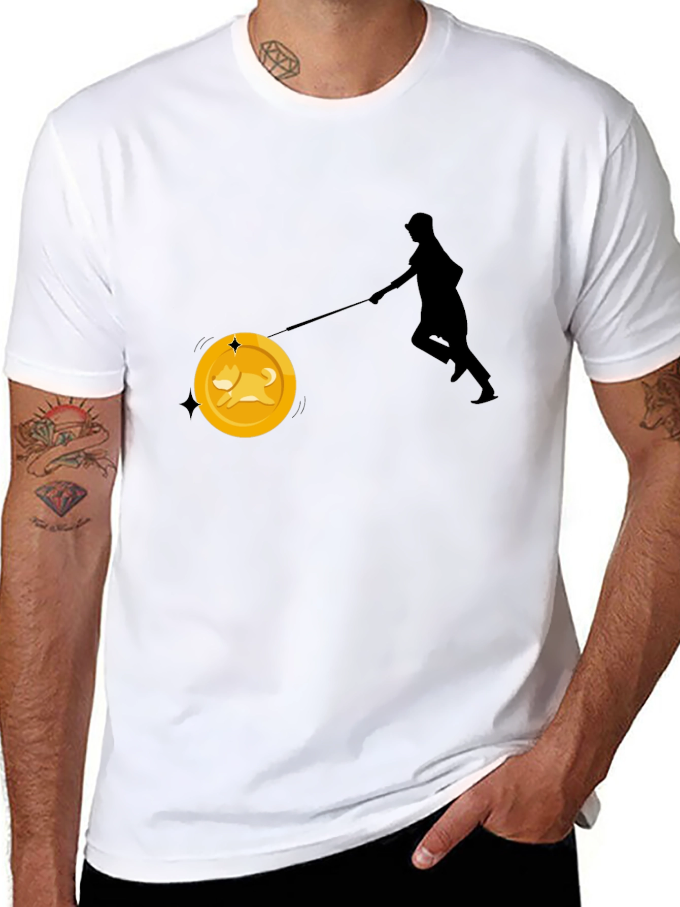 Dogecoin Leash T-Shirt - Crypto Enthusiast Tee