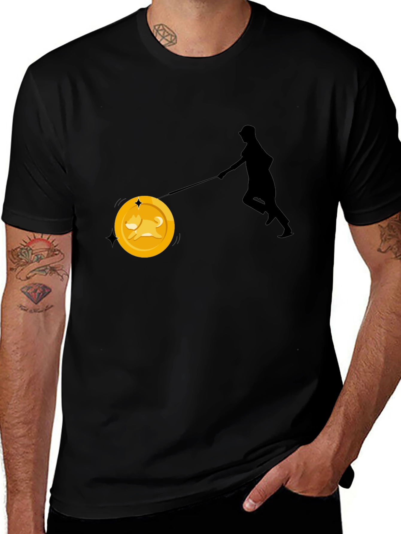 Dogecoin Leash T-Shirt - Crypto Enthusiast Tee