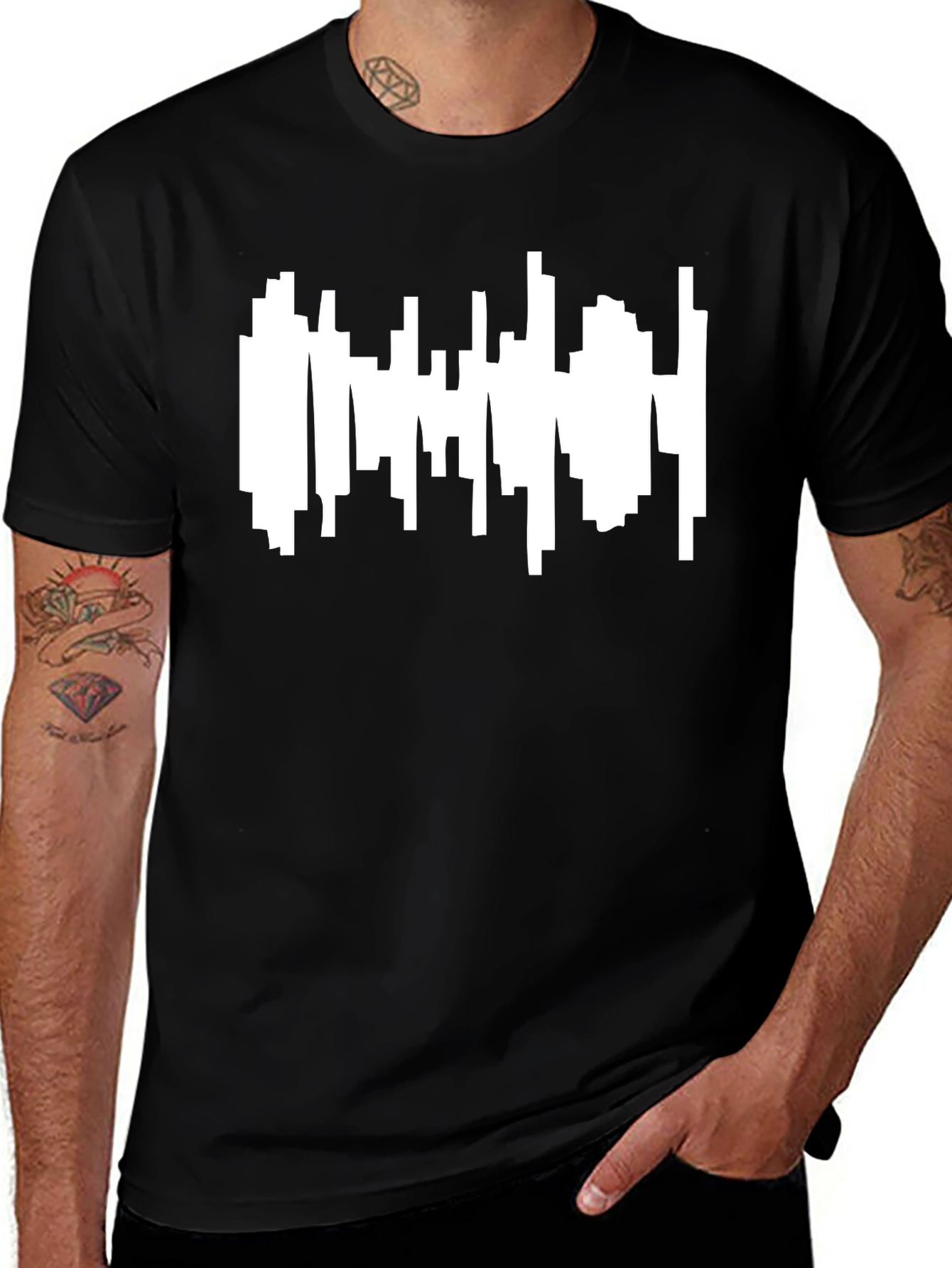 Abstract Cityscape Graphic Tee - Modern Black T-Shirt