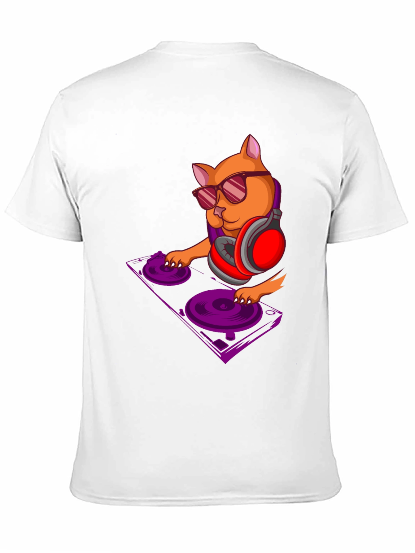 DJ Cat Graphic Tee - Trendy Black T-Shirt