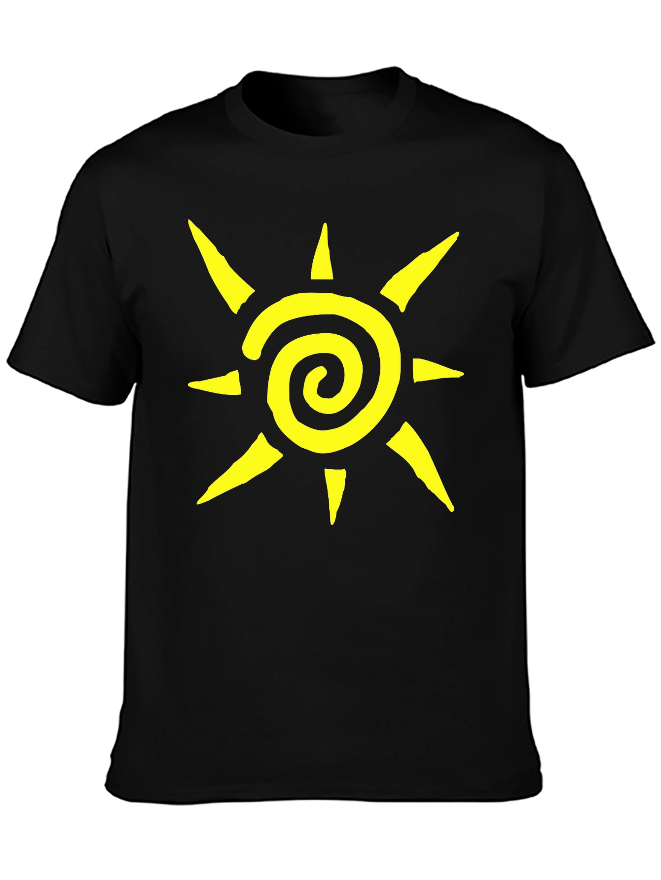 Spiral Sun Graphic Tee - Casual Black T-Shirt