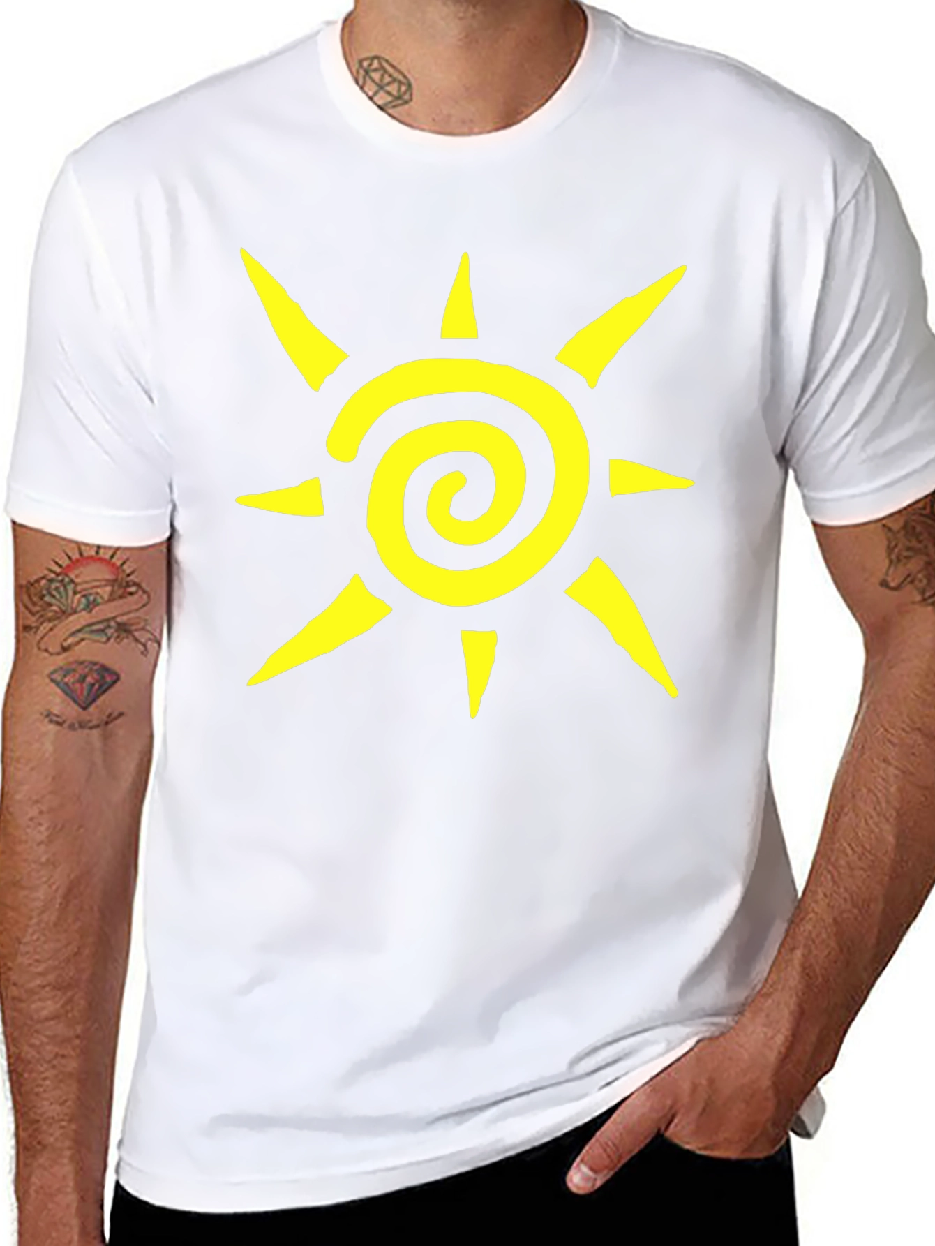 Spiral Sun Graphic Tee - Casual Black T-Shirt
