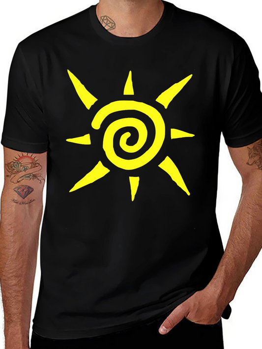 Spiral Sun Graphic Tee - Casual Black T-Shirt