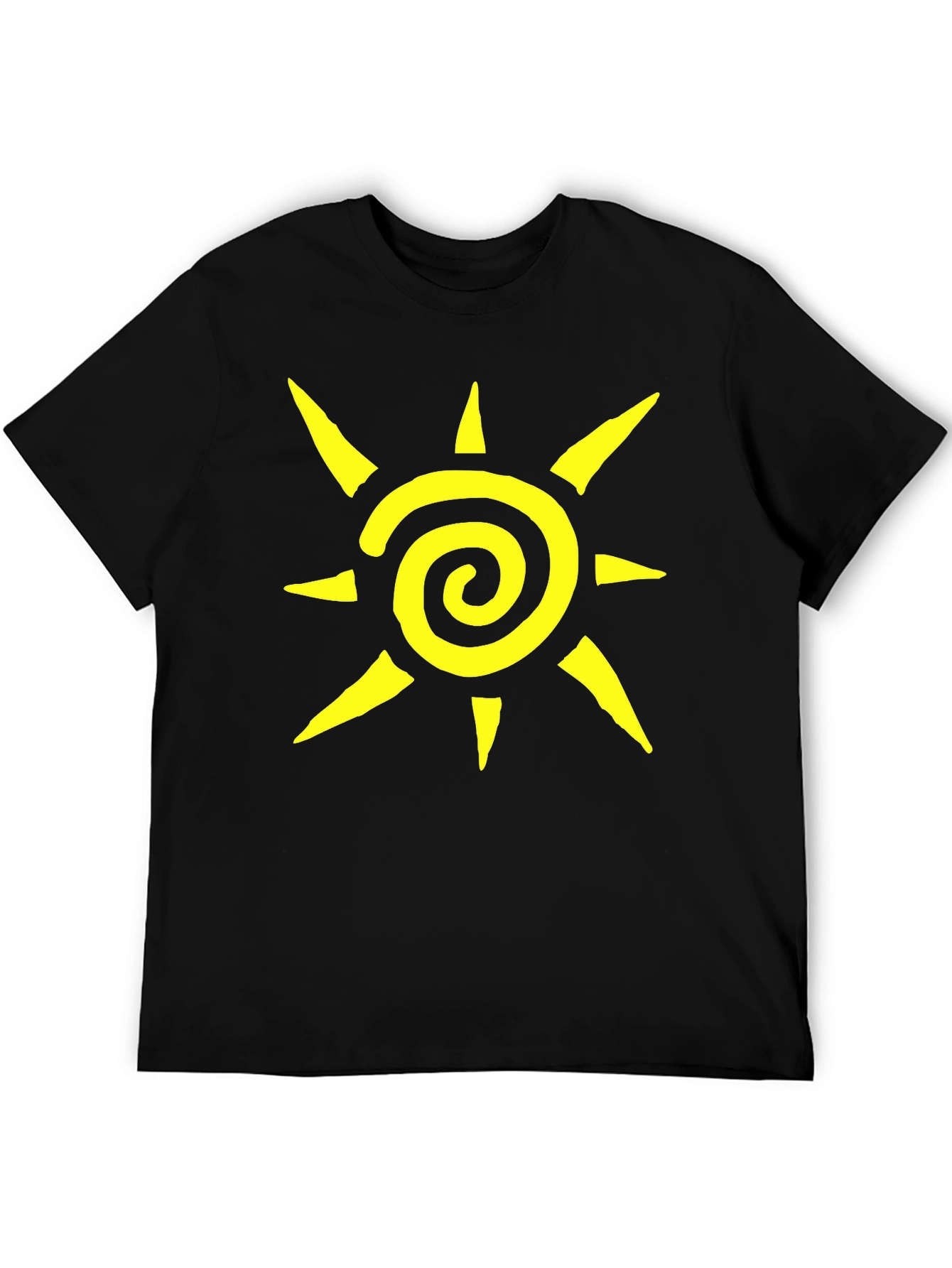 Spiral Sun Graphic Tee - Casual Black T-Shirt