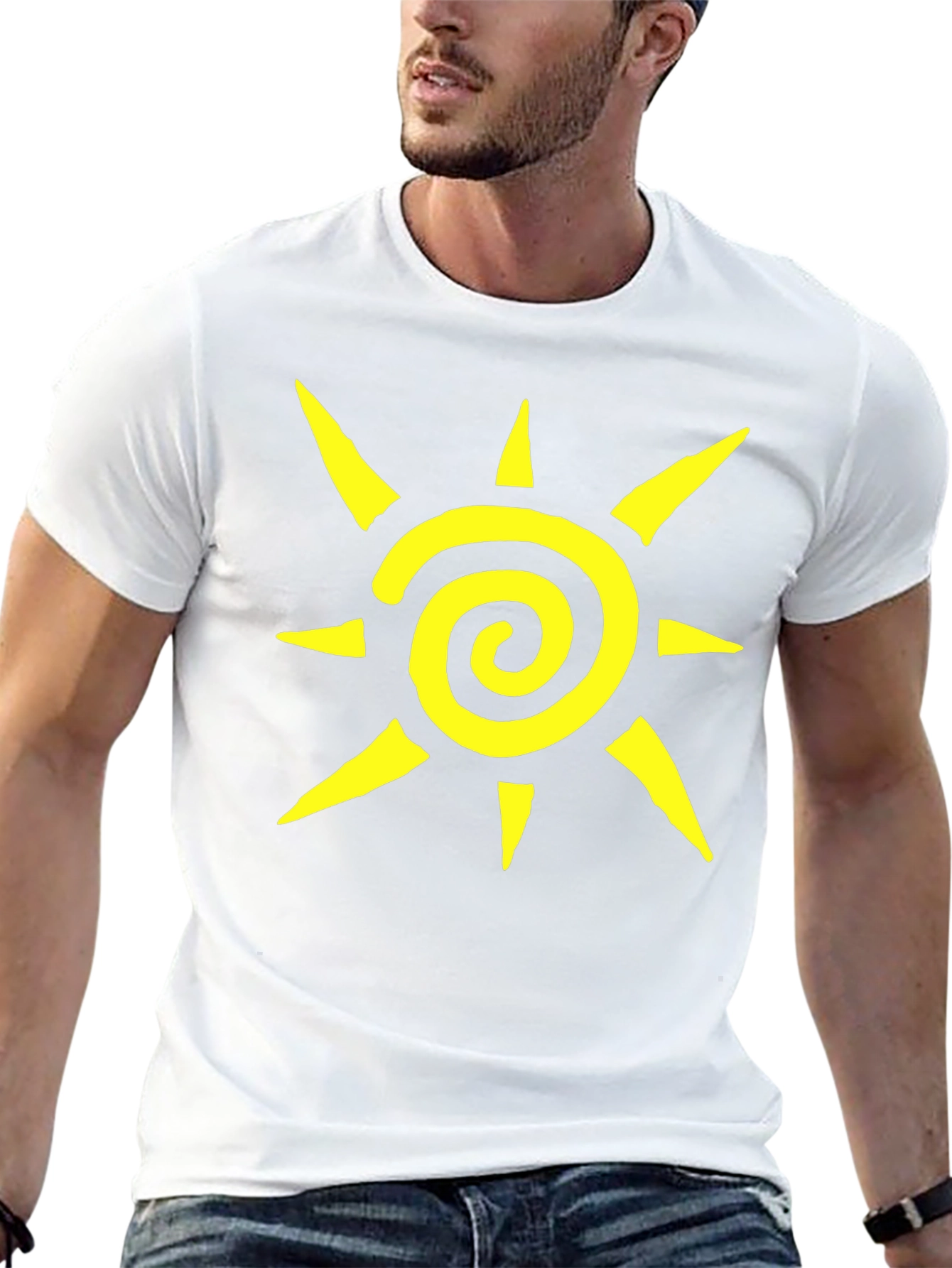 Spiral Sun Graphic Tee - Casual Black T-Shirt