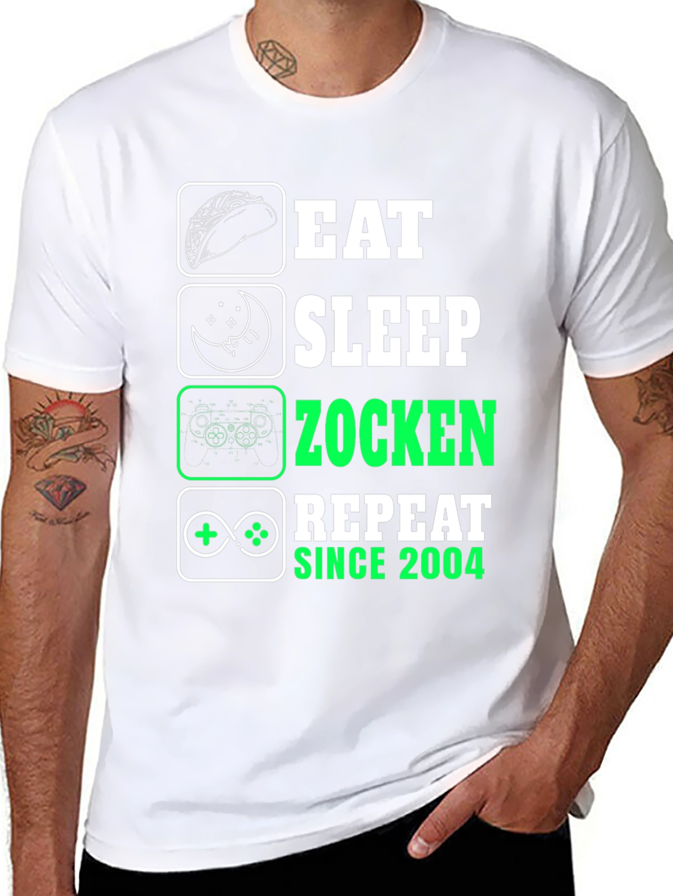 Eat Sleep Zocken Repeat Since 2004 T-Shirt