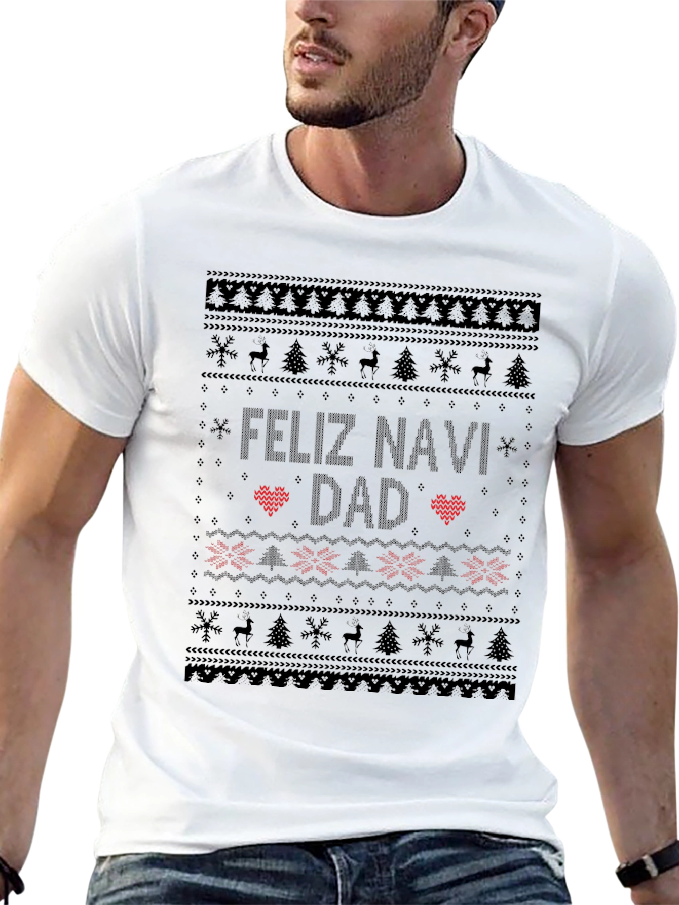 Feliz Navi Dad Ugly Christmas Sweater Style T-Shirt