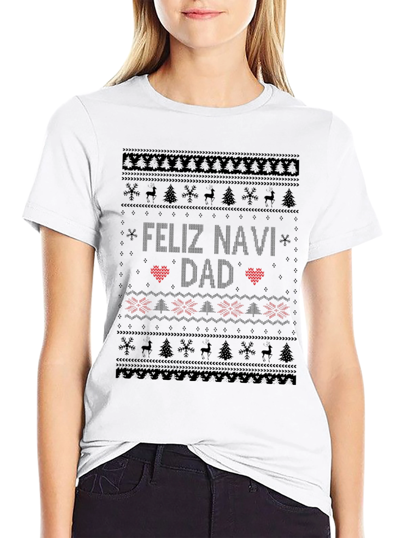 Feliz Navi Dad Ugly Christmas Sweater Style T-Shirt