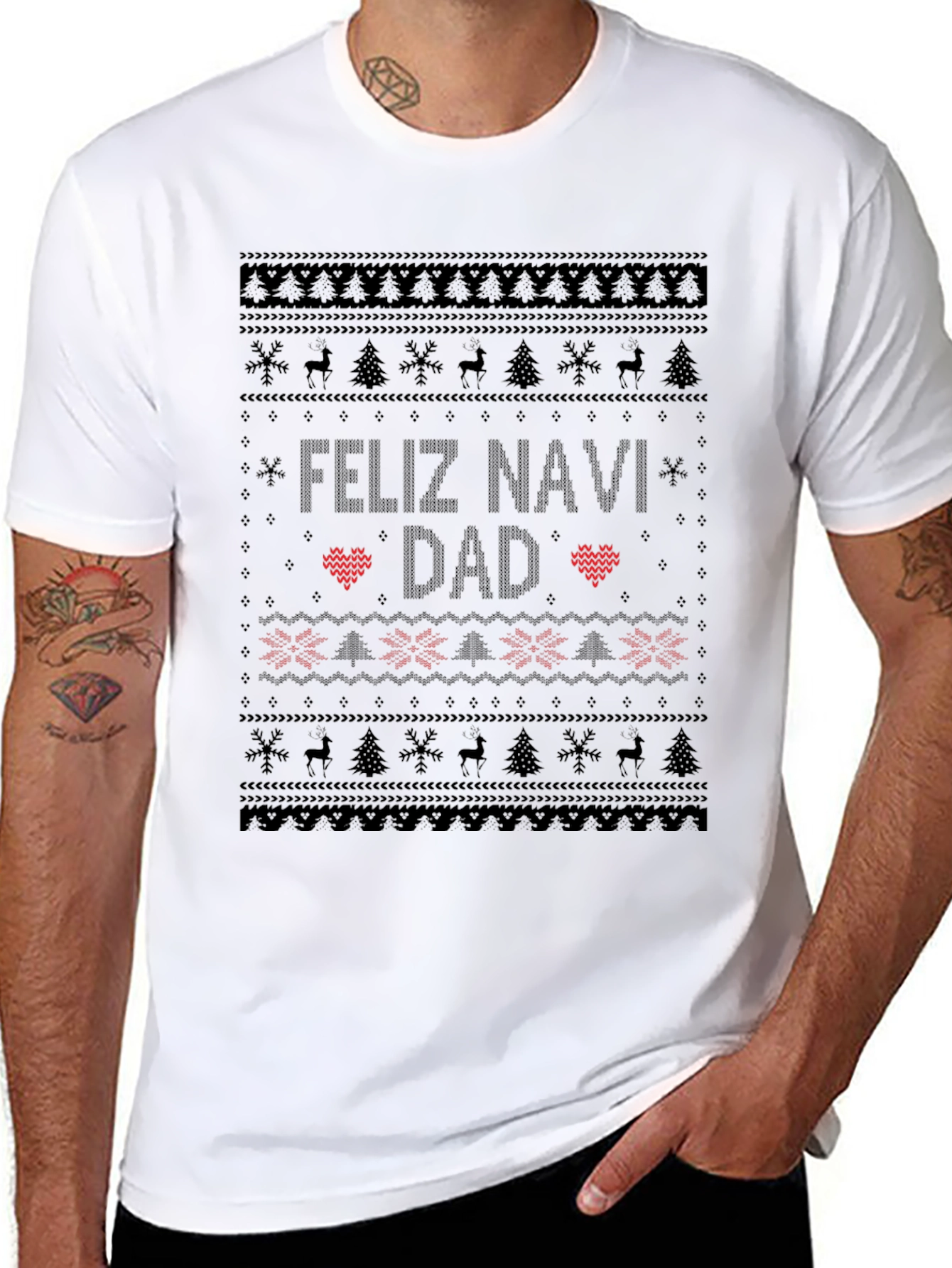 Feliz Navi Dad Ugly Christmas Sweater Style T-Shirt