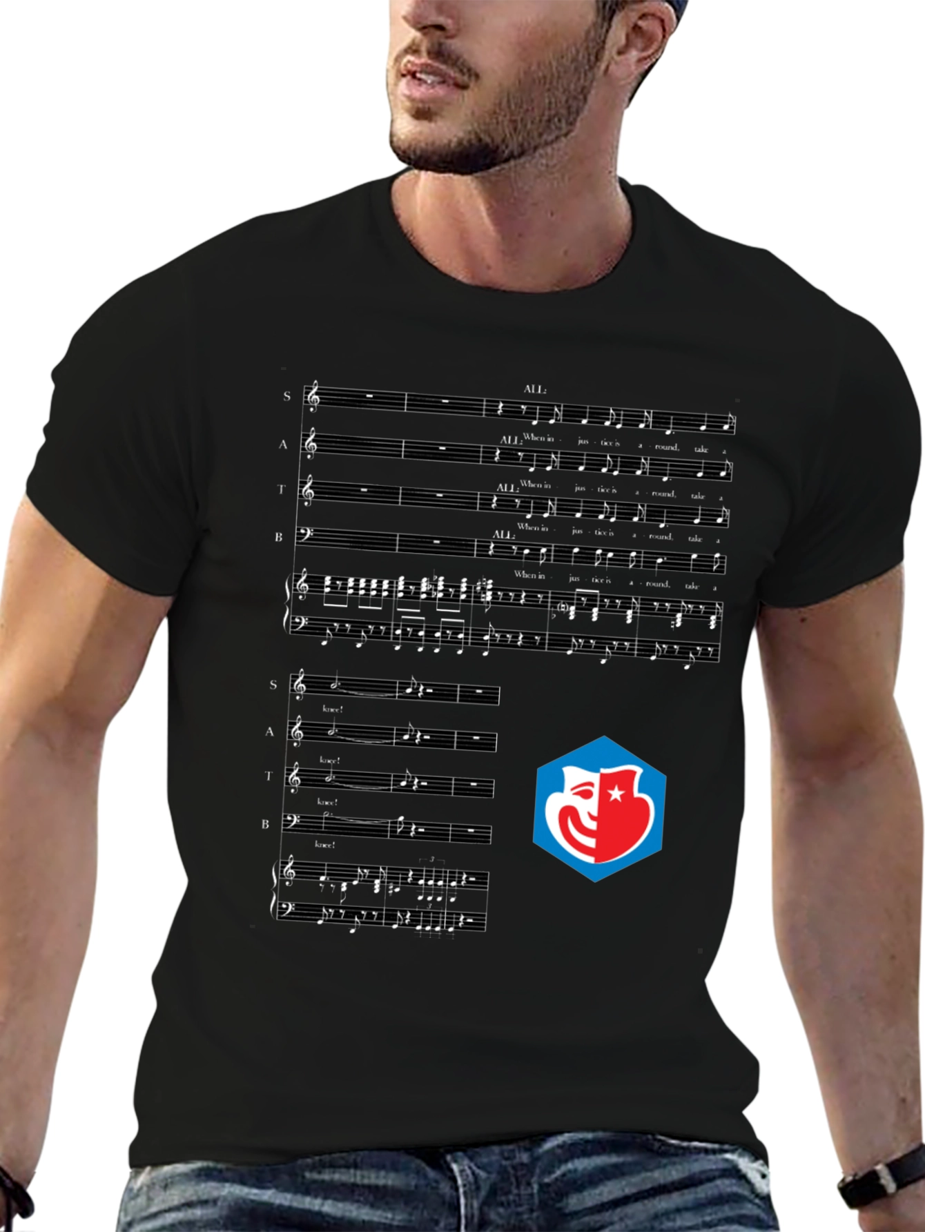 Music Score Graphic Tee - Black