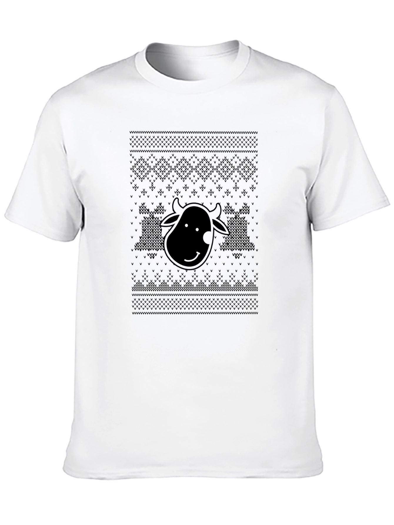 Cow Ugly Christmas Sweater Black T-Shirt