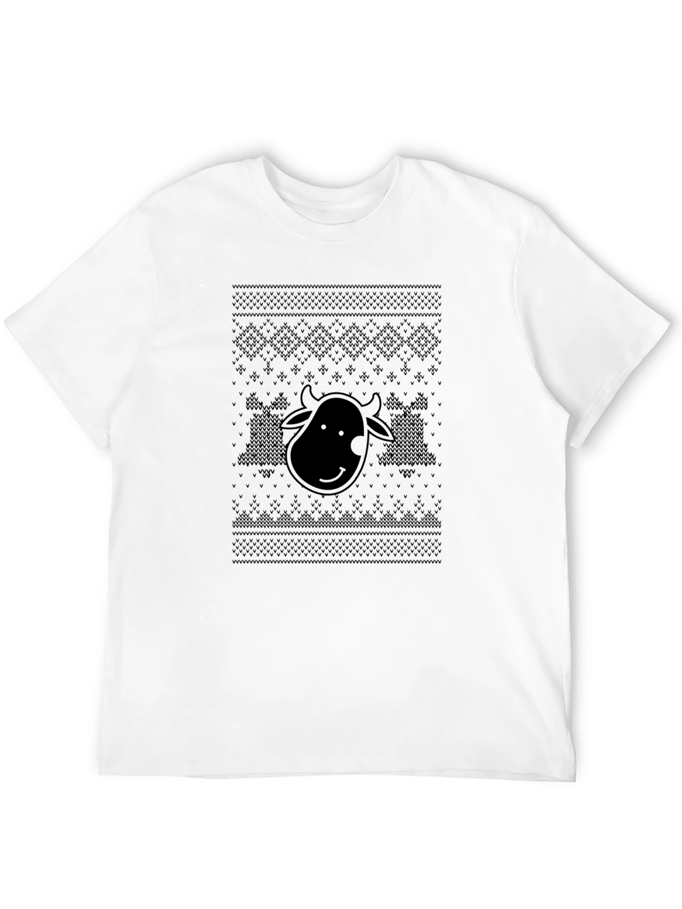 Cow Ugly Christmas Sweater Black T-Shirt