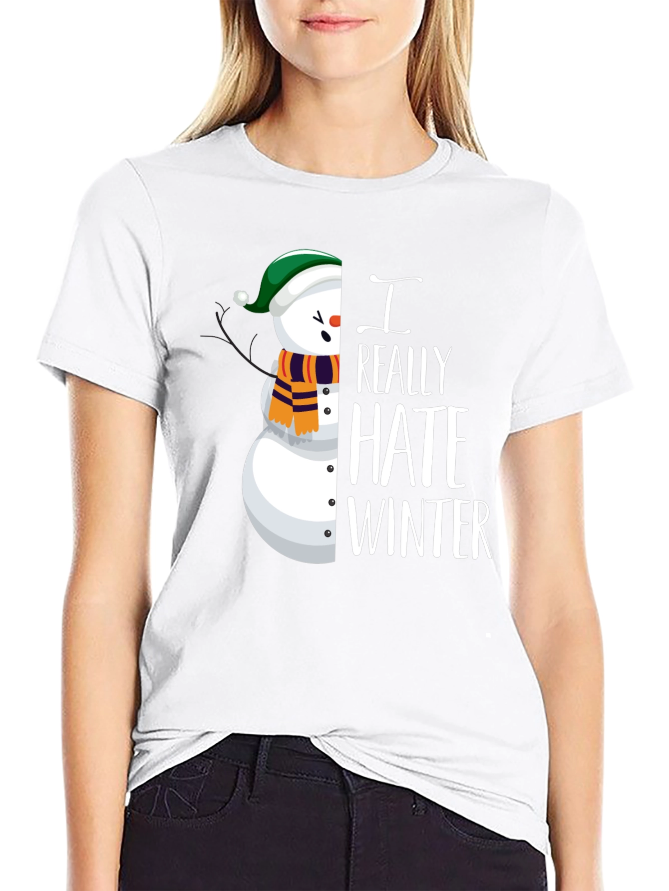I Really Hate Winter Snowman Graphic Tee