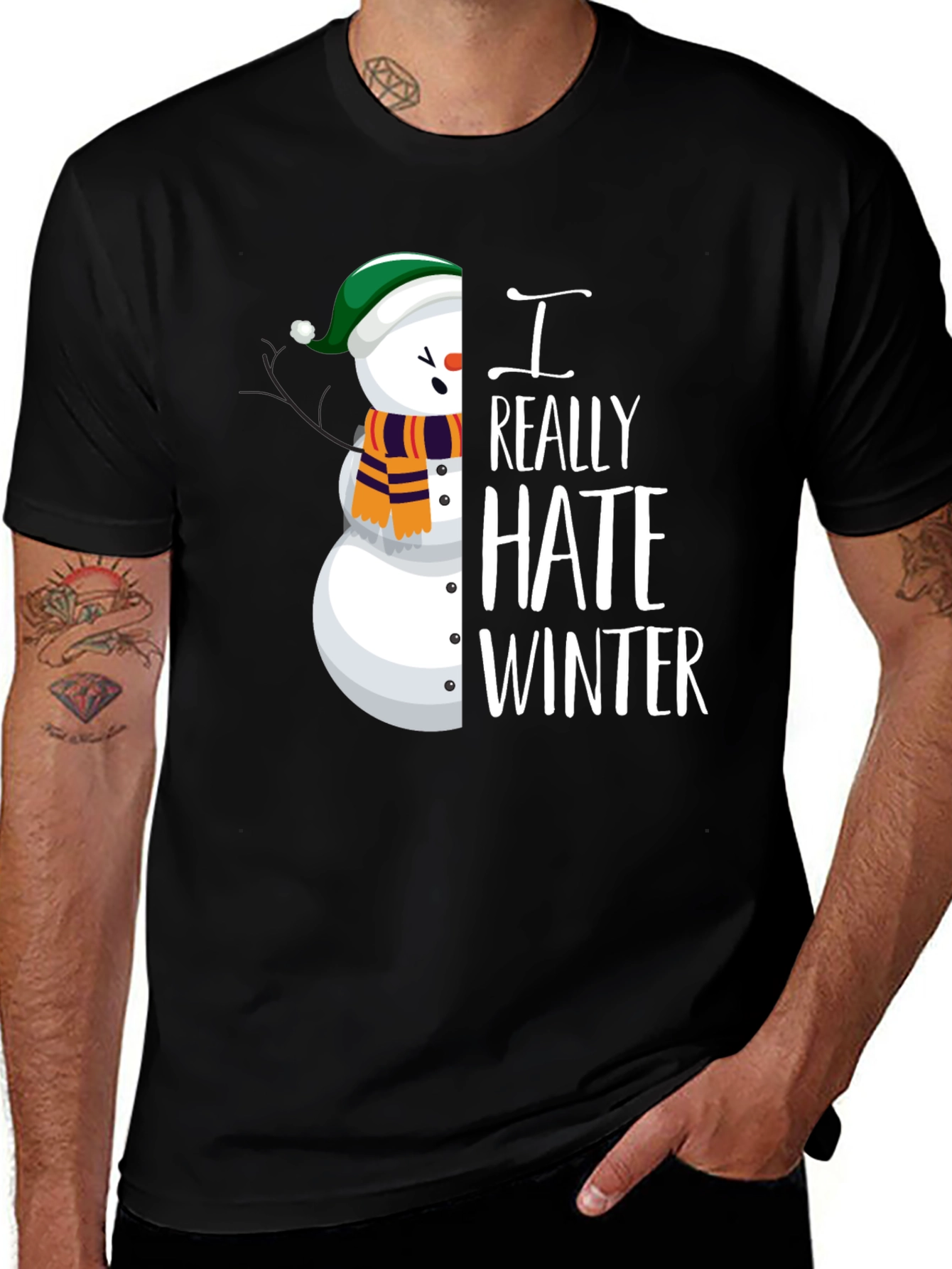 I Really Hate Winter Snowman Graphic Tee