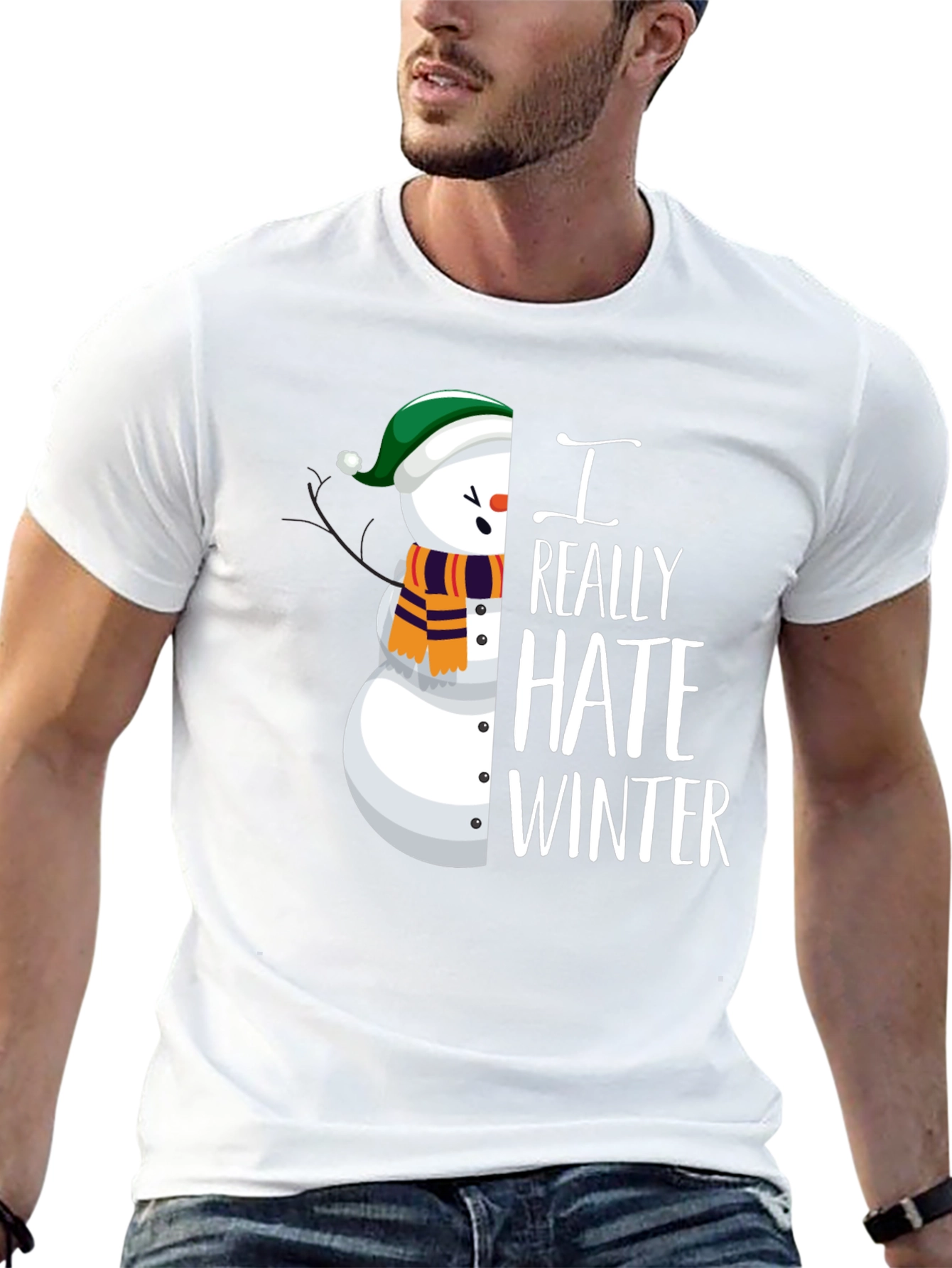 I Really Hate Winter Snowman Graphic Tee