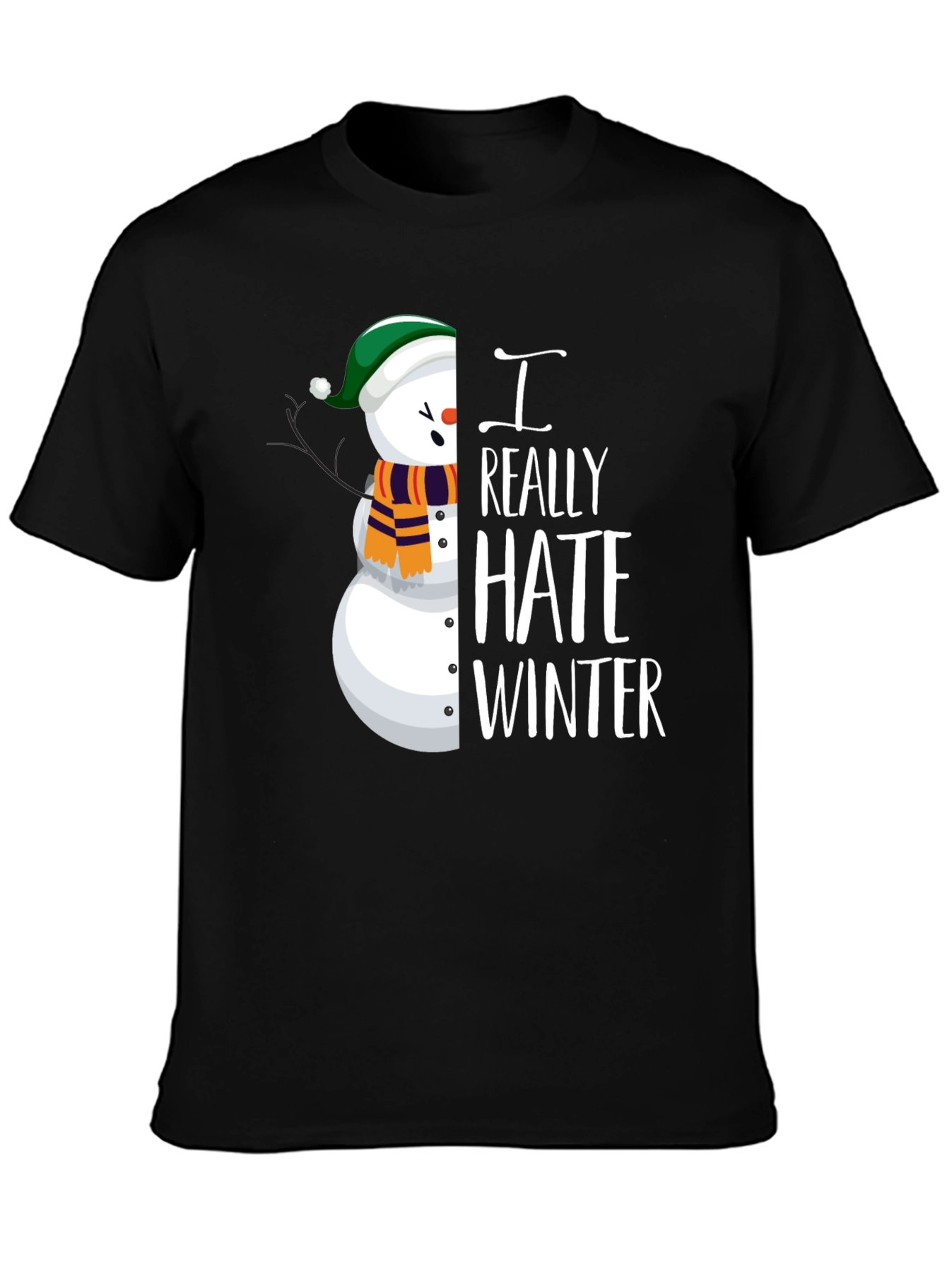 I Really Hate Winter Snowman Graphic Tee