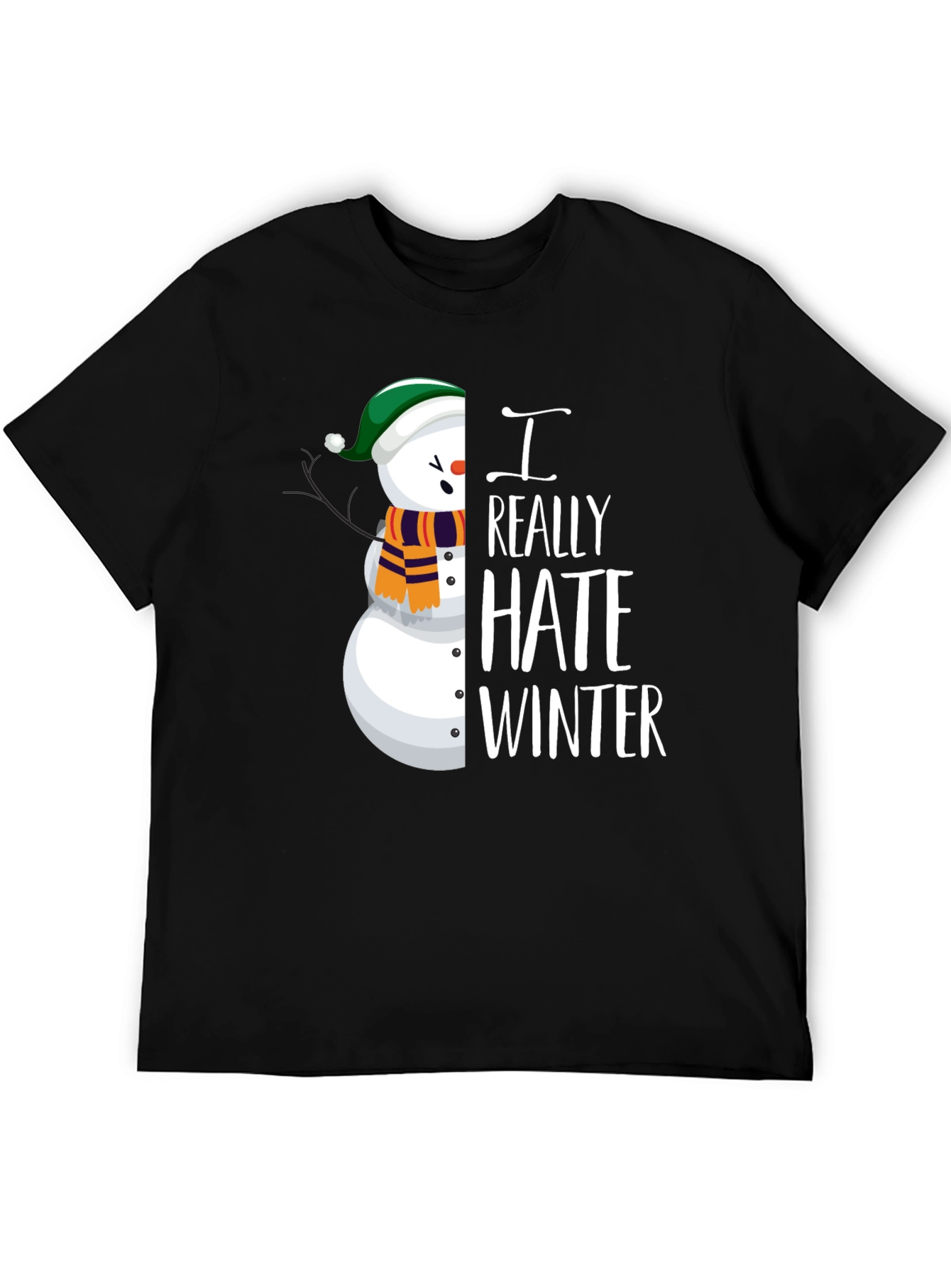 I Really Hate Winter Snowman Graphic Tee