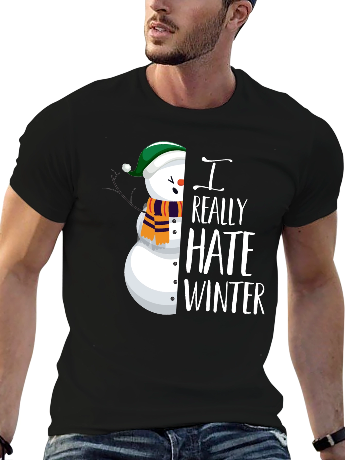 I Really Hate Winter Snowman Graphic Tee