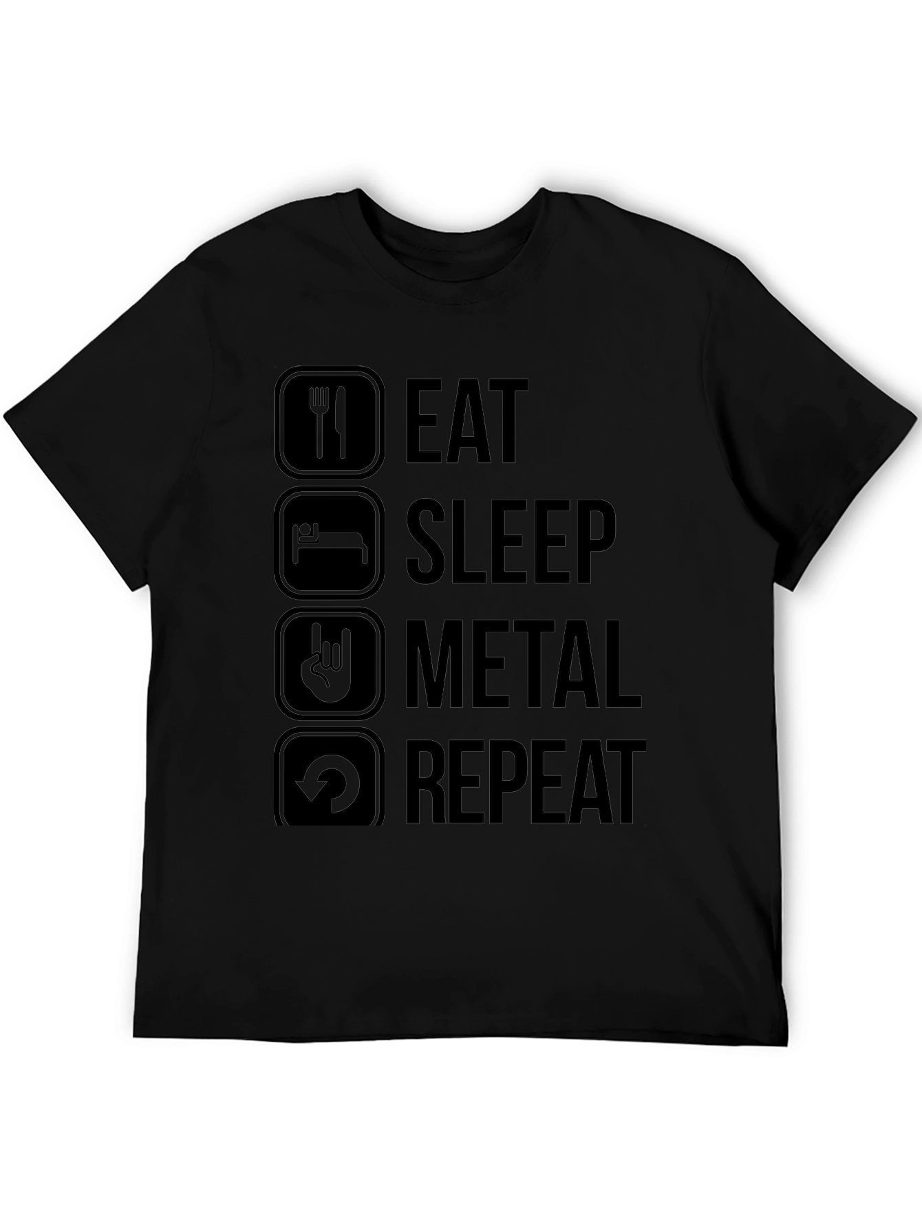 Eat Sleep Metal Repeat Black T-Shirt