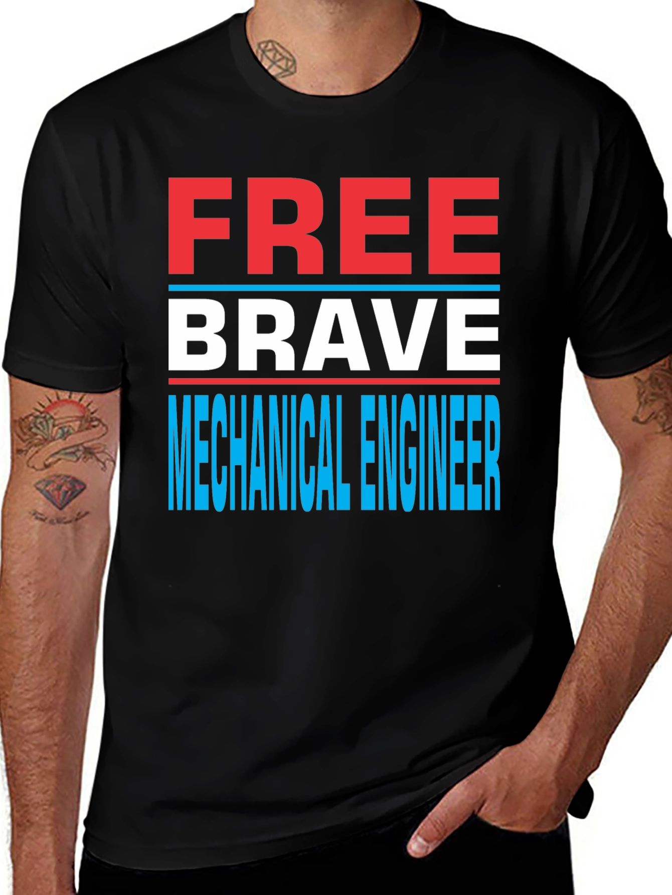 Free Brave Mechanical Engineer Novelty T-Shirt