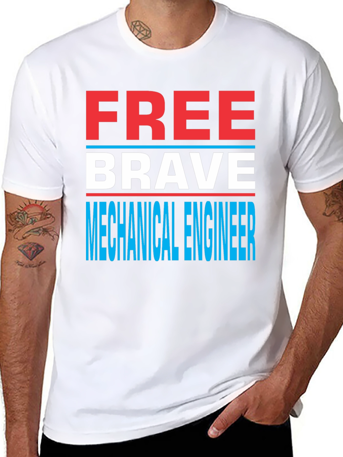Free Brave Mechanical Engineer Novelty T-Shirt